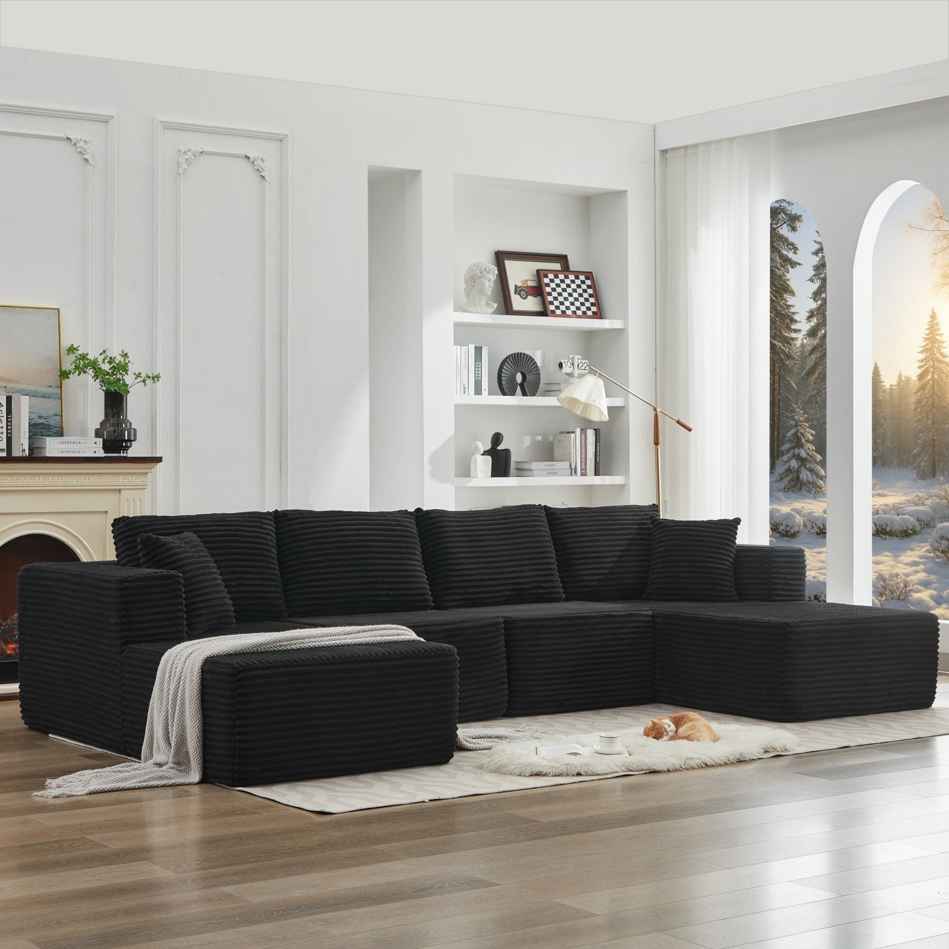 Canapé d'angle Cloud 106 avec deux chaises longues, canapé modulaire moderne à assise profonde pour salon, aucun assemblage requis.
