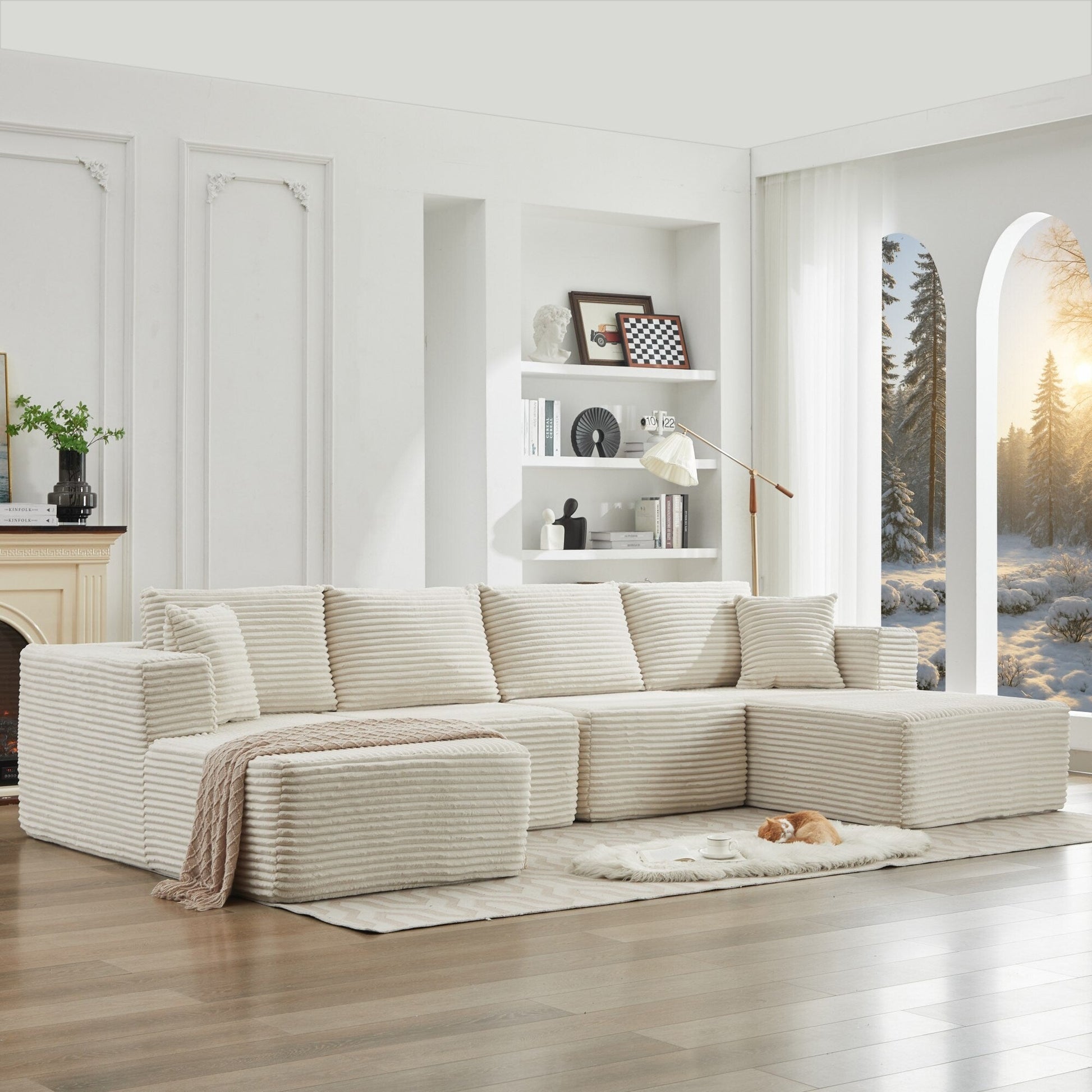 Canapé d'angle Cloud 106 avec deux chaises longues, canapé modulaire moderne à assise profonde pour salon, aucun assemblage requis.
