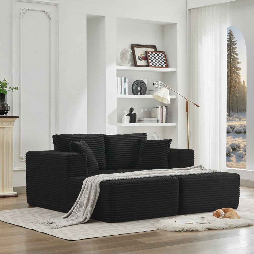 Canapé d'angle Cloud 106 avec deux chaises longues, canapé modulaire moderne à assise profonde pour salon, aucun assemblage requis.