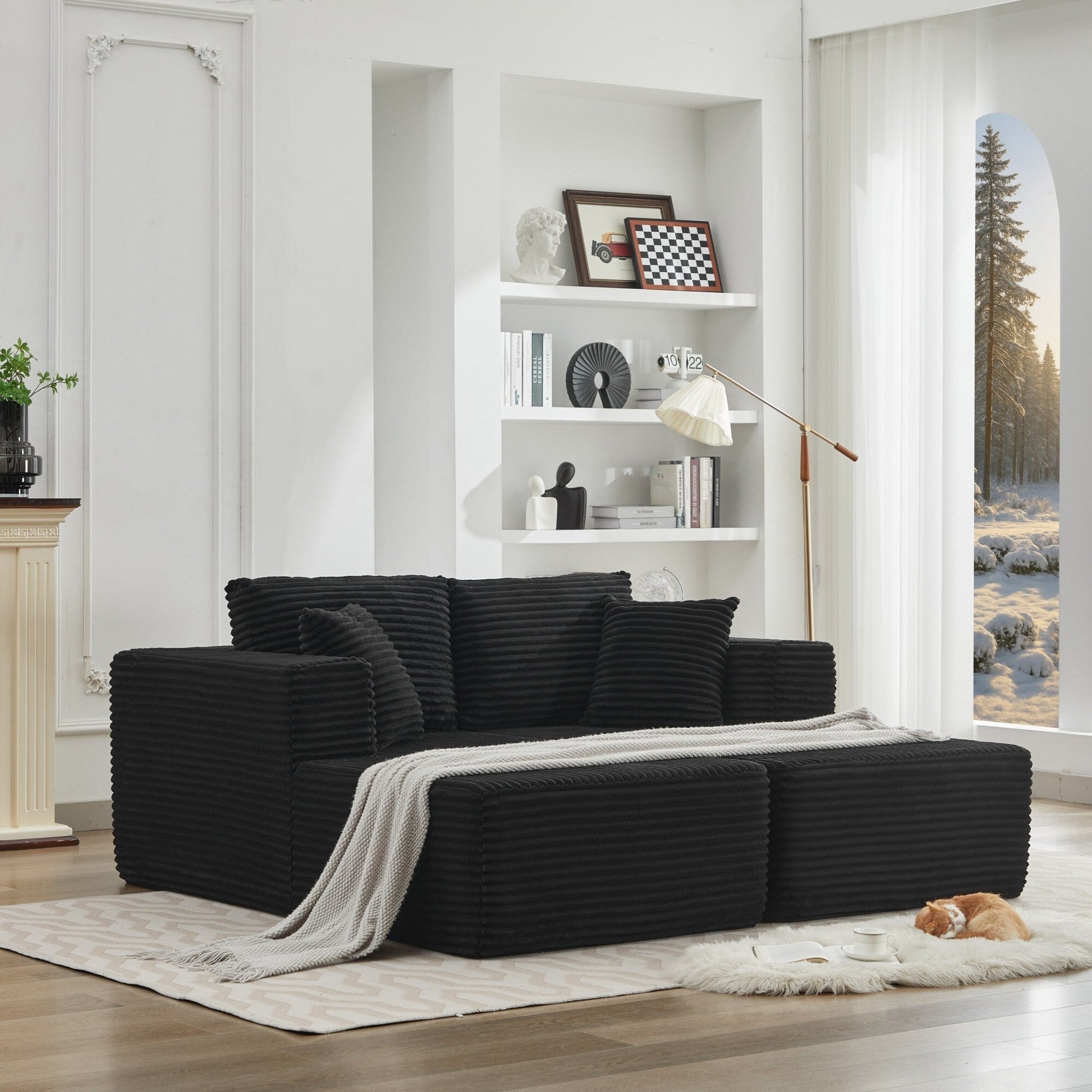 Canapé d'angle Cloud 106 avec deux chaises longues, canapé modulaire moderne à assise profonde pour salon, aucun assemblage requis.