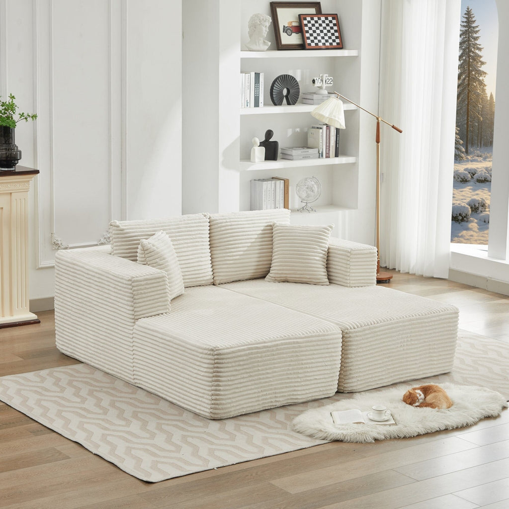 Canapé d'angle Cloud 106 avec deux chaises longues, canapé modulaire moderne à assise profonde pour salon, aucun assemblage requis.