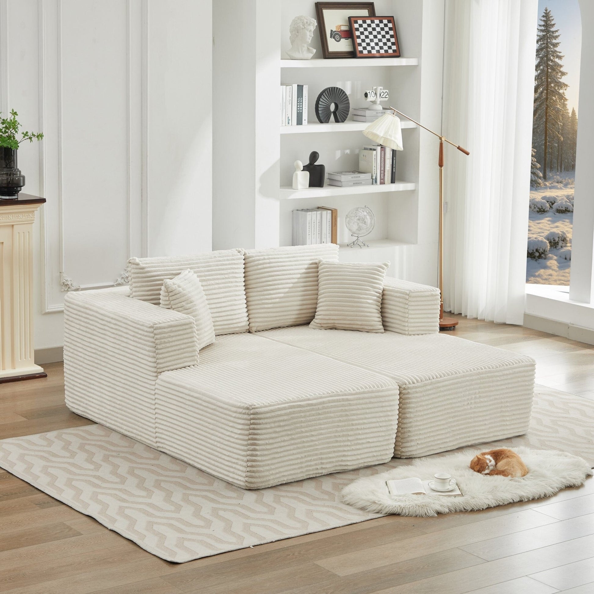 Canapé d'angle Cloud 106 avec deux chaises longues, canapé modulaire moderne à assise profonde pour salon, aucun assemblage requis.