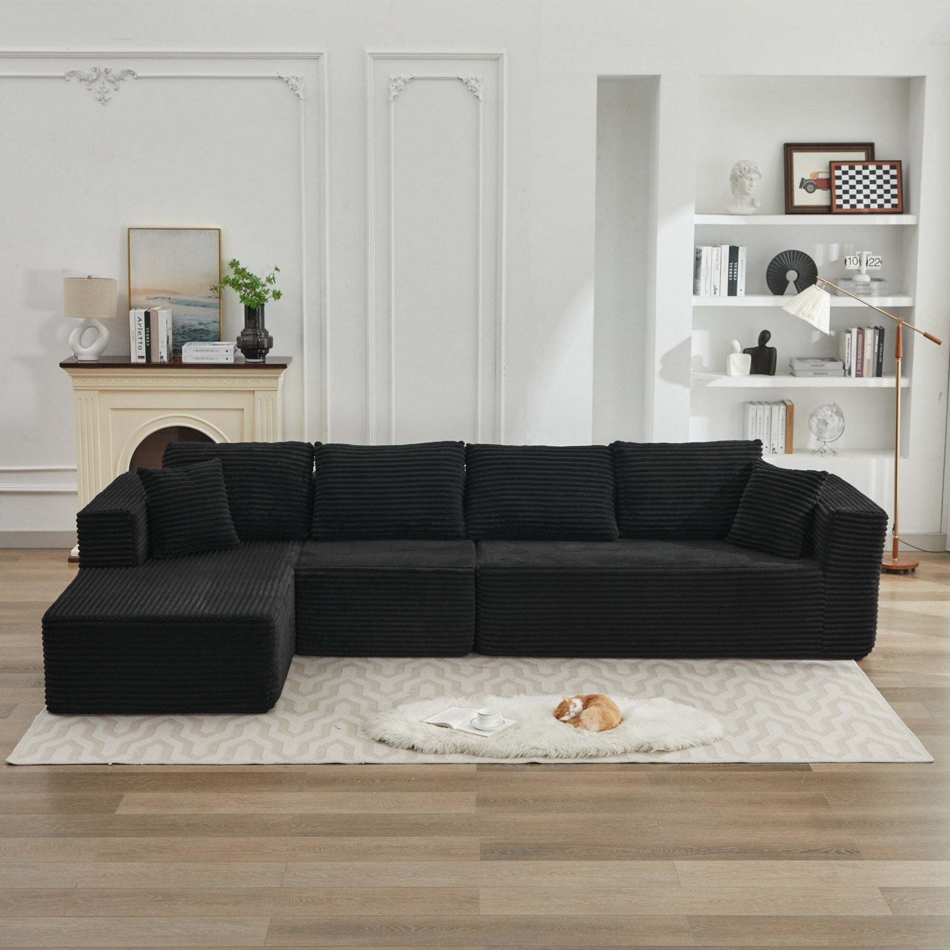Canapé d'angle Cloud 106 en forme de L avec méridienne gauche, canapé modulaire profond et moderne pour salon, aucun assemblage requis.