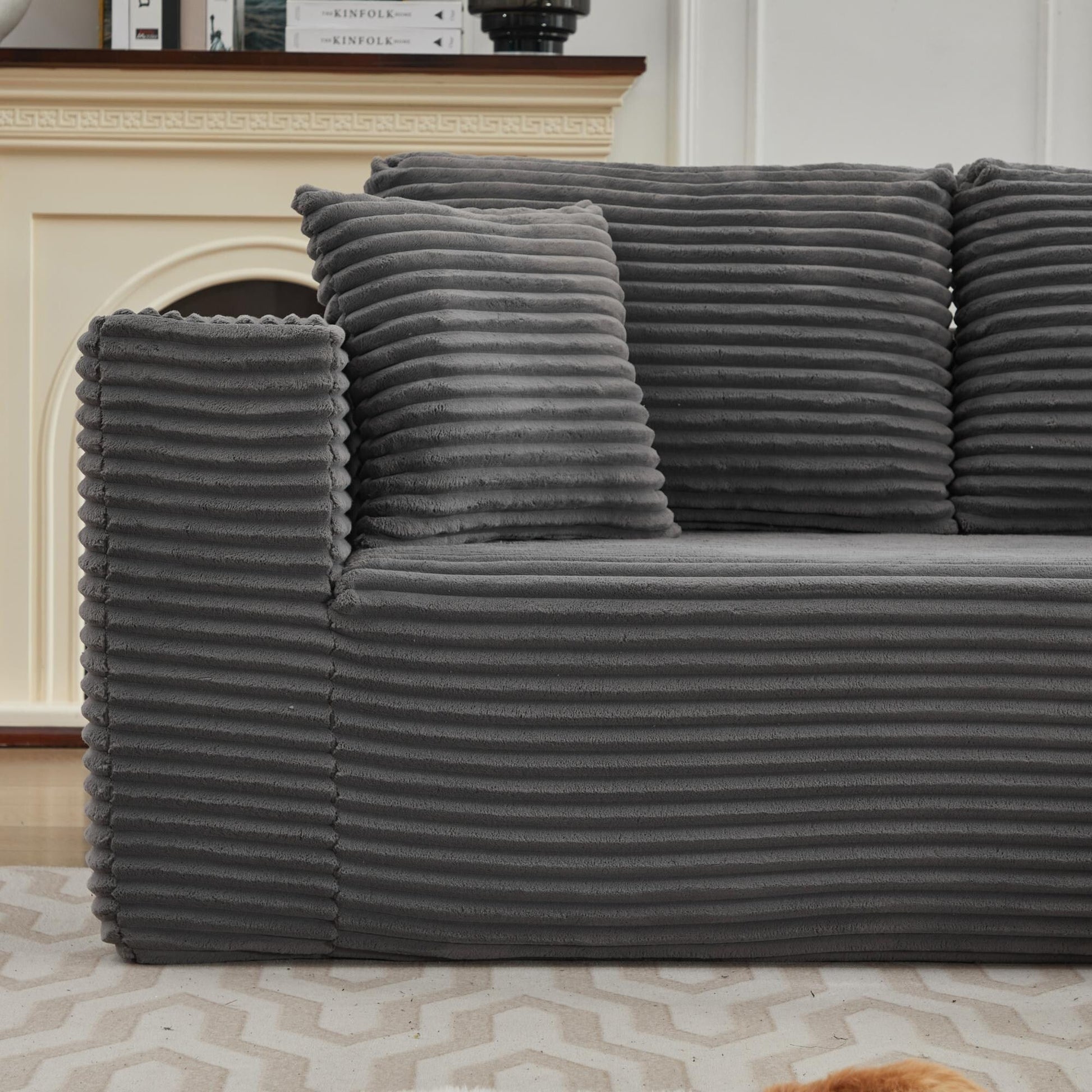 Canapé d'angle Cloud 106 en forme de L avec méridienne droite, canapé modulaire moderne à assise profonde pour salon, aucun assemblage requis.