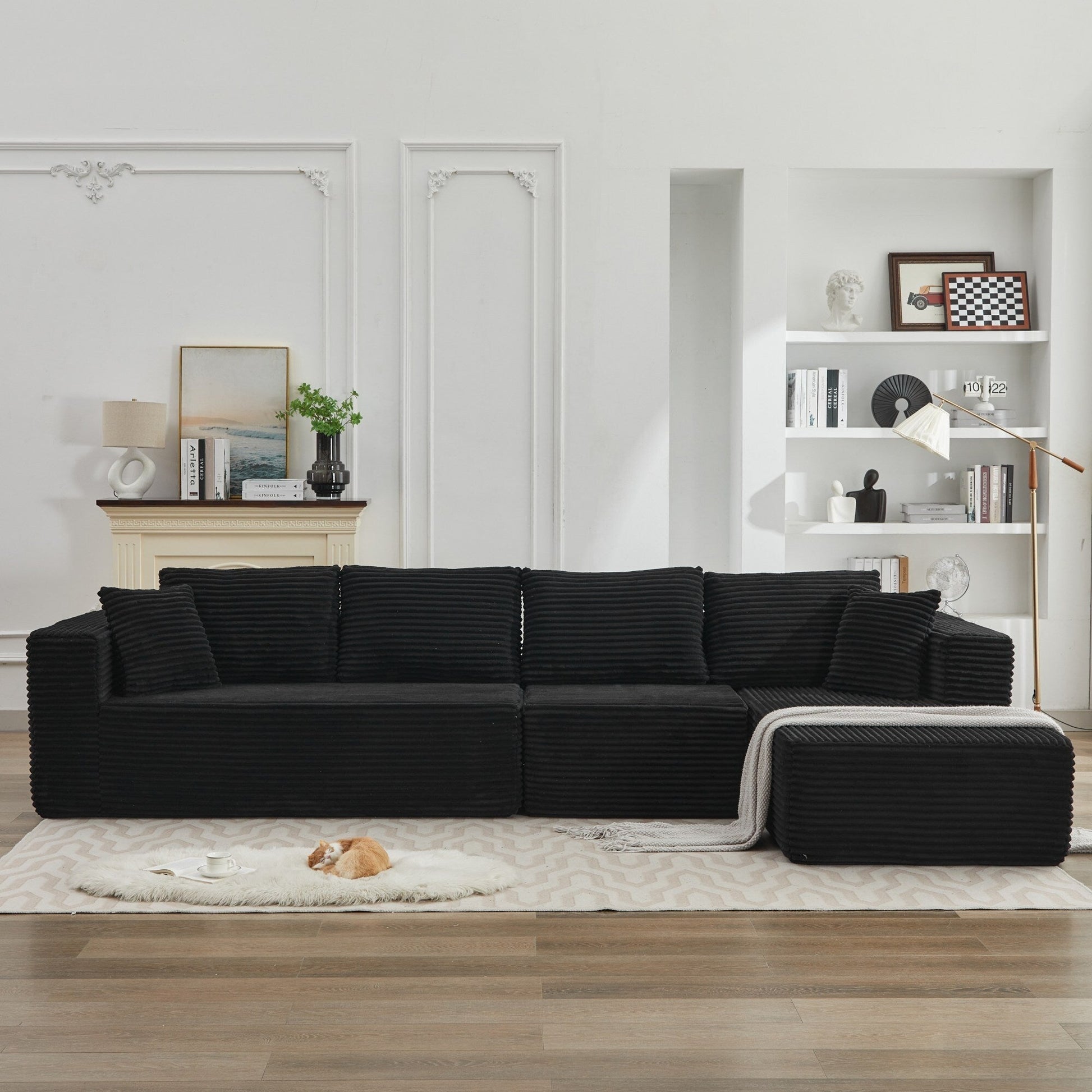 Canapé d'angle Cloud 106 en forme de L avec méridienne droite, canapé modulaire moderne à assise profonde pour salon, aucun assemblage requis.