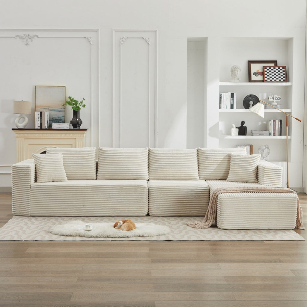 Canapé d'angle Cloud 106 en forme de L avec méridienne droite, canapé modulaire moderne à assise profonde pour salon, aucun assemblage requis.