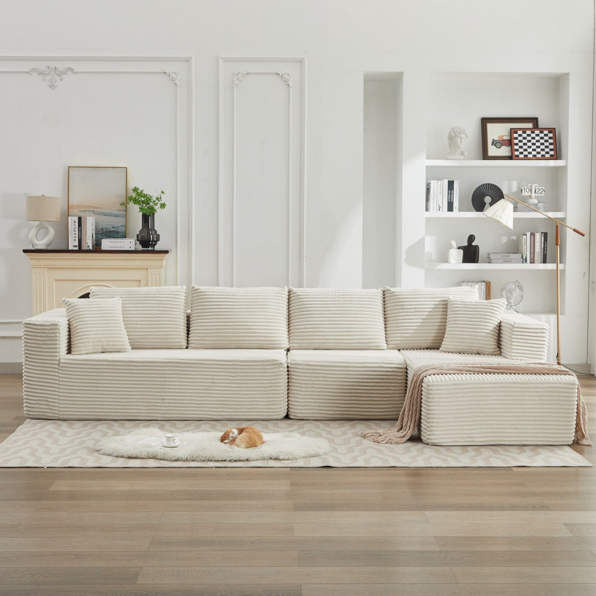 Canapé d'angle Cloud 106 en forme de L avec méridienne droite, canapé modulaire moderne à assise profonde pour salon, aucun assemblage requis.