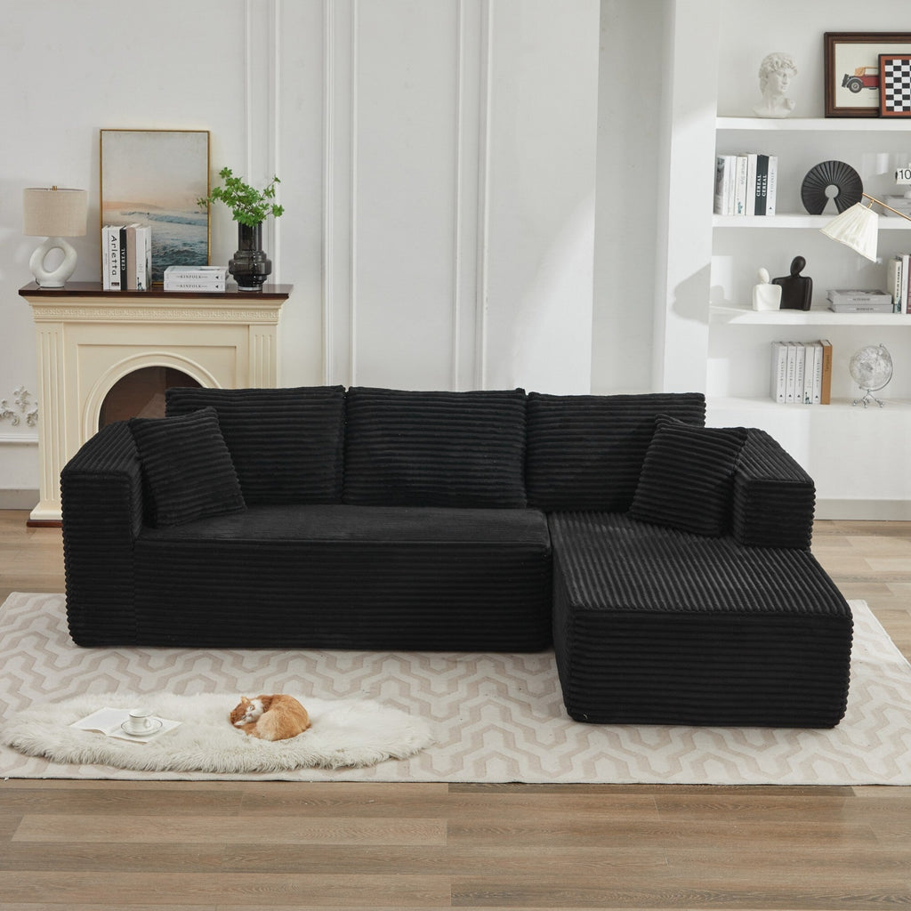Canapé d'angle Cloud 106 en forme de L avec méridienne droite, canapé modulaire moderne à assise profonde pour salon, aucun assemblage requis.