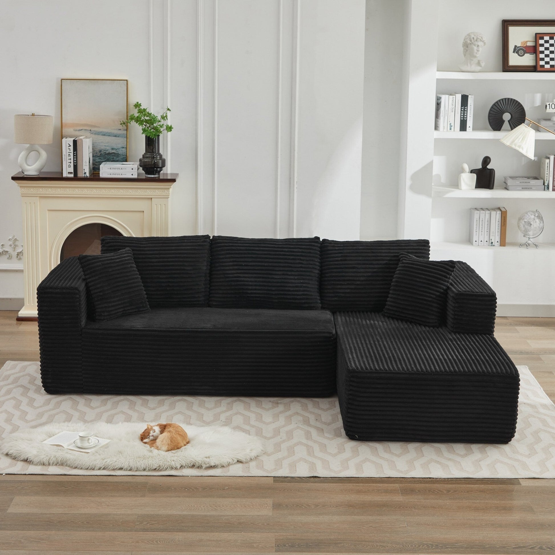 Canapé d'angle Cloud 106 en forme de L avec méridienne droite, canapé modulaire moderne à assise profonde pour salon, aucun assemblage requis.
