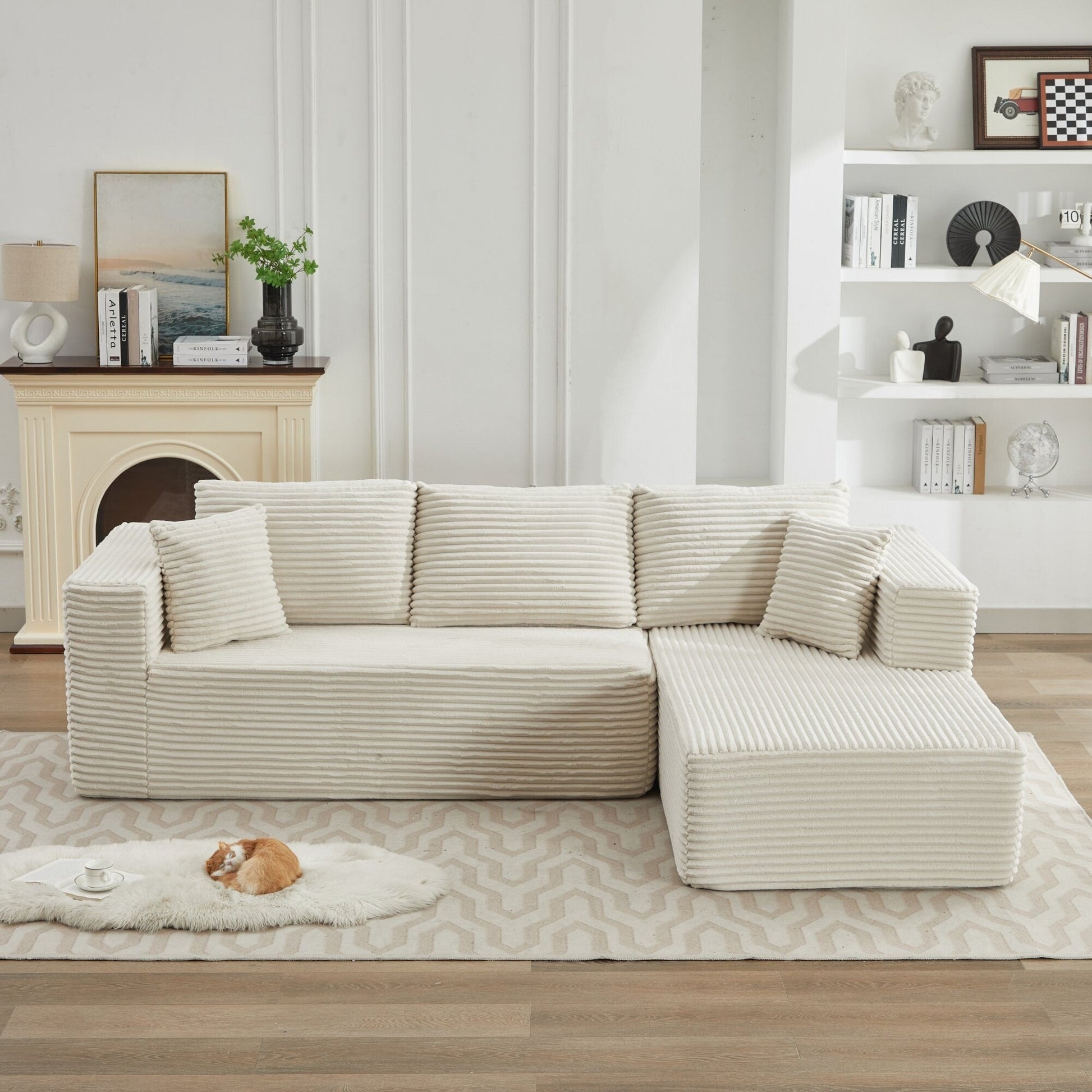Canapé d'angle Cloud 106 en forme de L avec méridienne droite, canapé modulaire moderne à assise profonde pour salon, aucun assemblage requis.