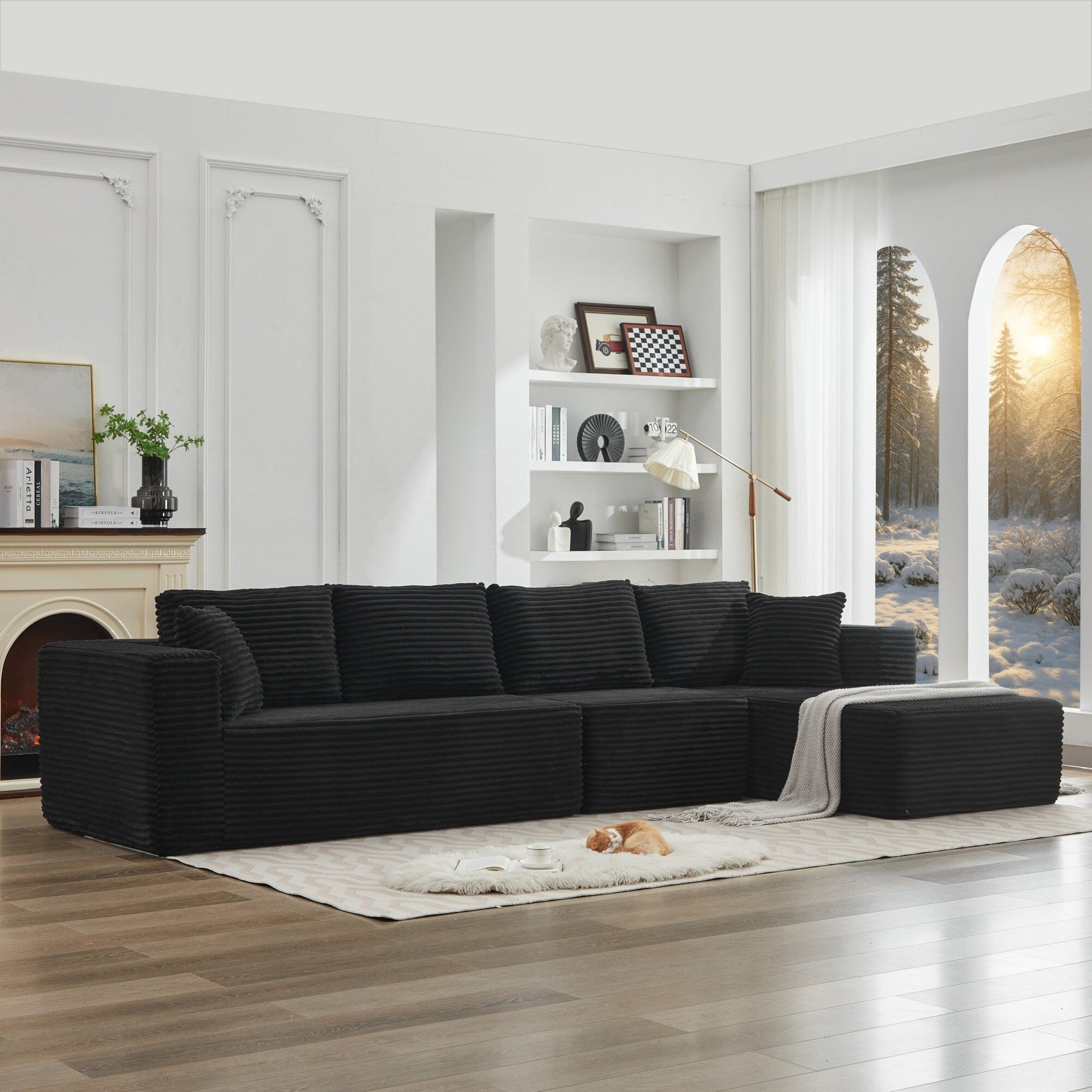 Canapé d'angle Cloud 106 en forme de L avec méridienne droite, canapé modulaire moderne à assise profonde pour salon, aucun assemblage requis.