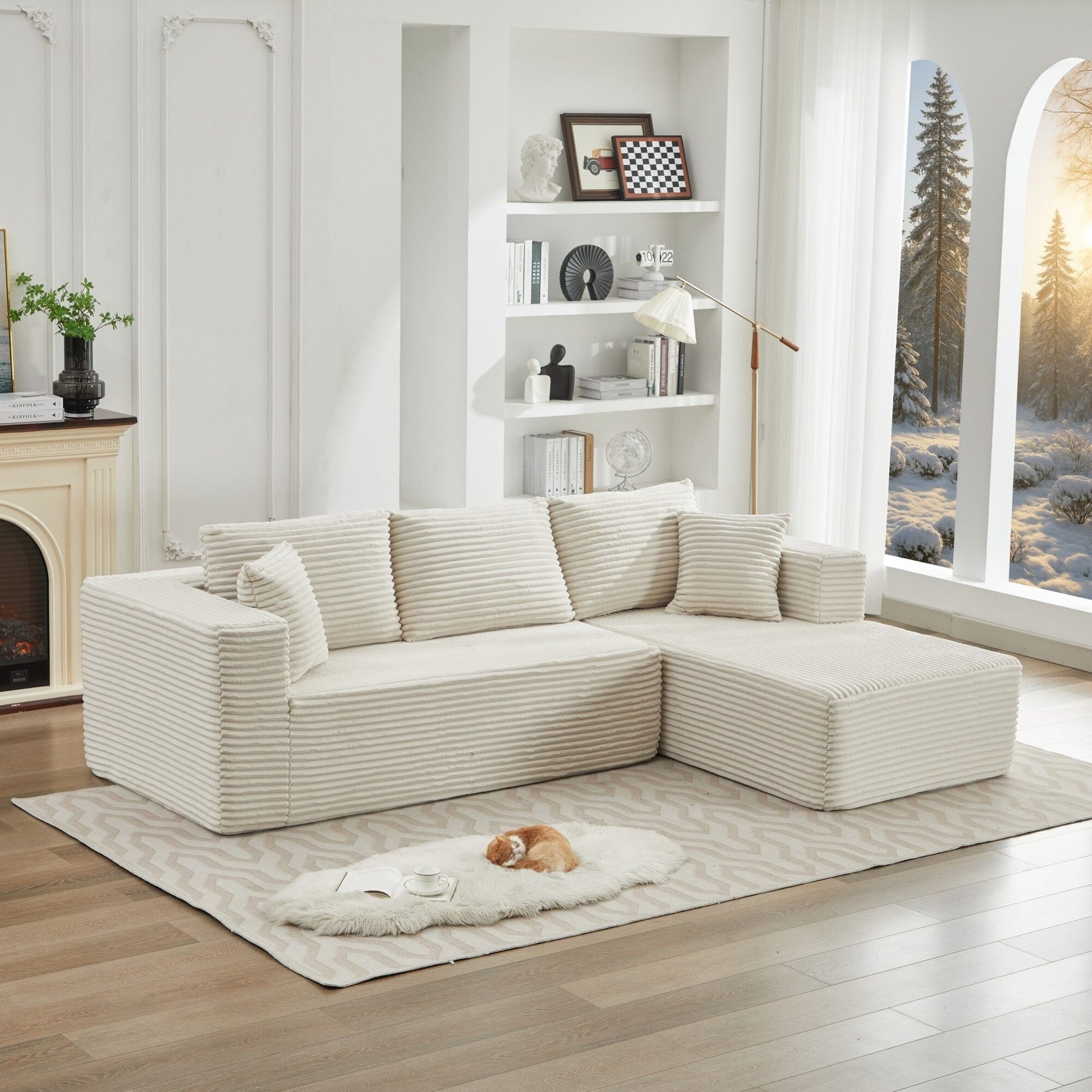 Canapé d'angle Cloud 106 en forme de L avec méridienne droite, canapé modulaire moderne à assise profonde pour salon, aucun assemblage requis.