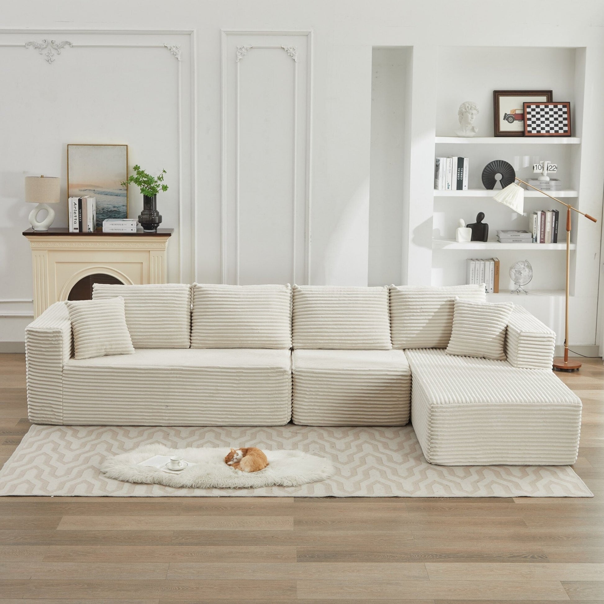 Canapé d'angle Cloud 106 en forme de L avec méridienne droite, canapé modulaire moderne à assise profonde pour salon, aucun assemblage requis.