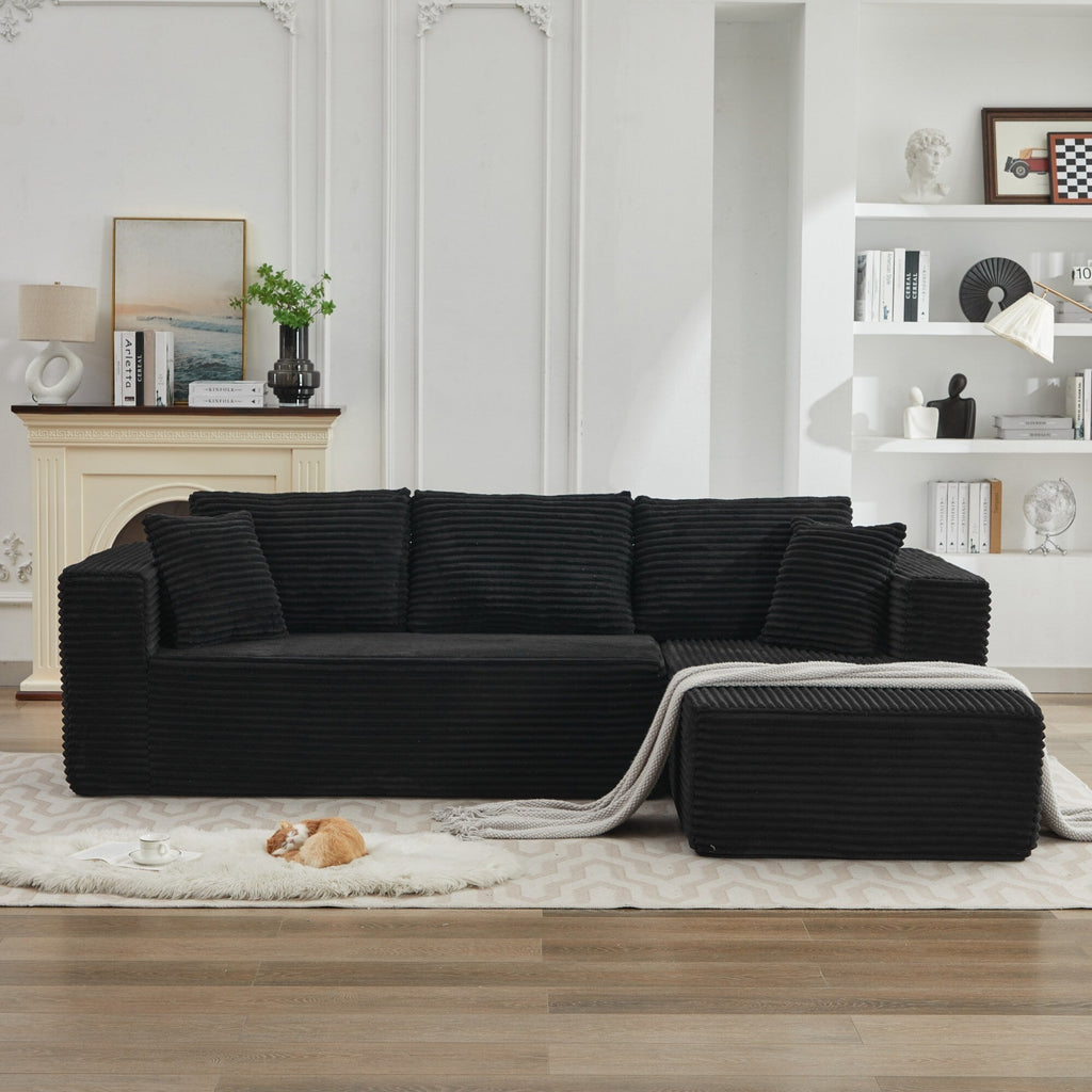 Canapé d'angle Cloud 106 en forme de L avec méridienne droite, canapé modulaire moderne à assise profonde pour salon, aucun assemblage requis.