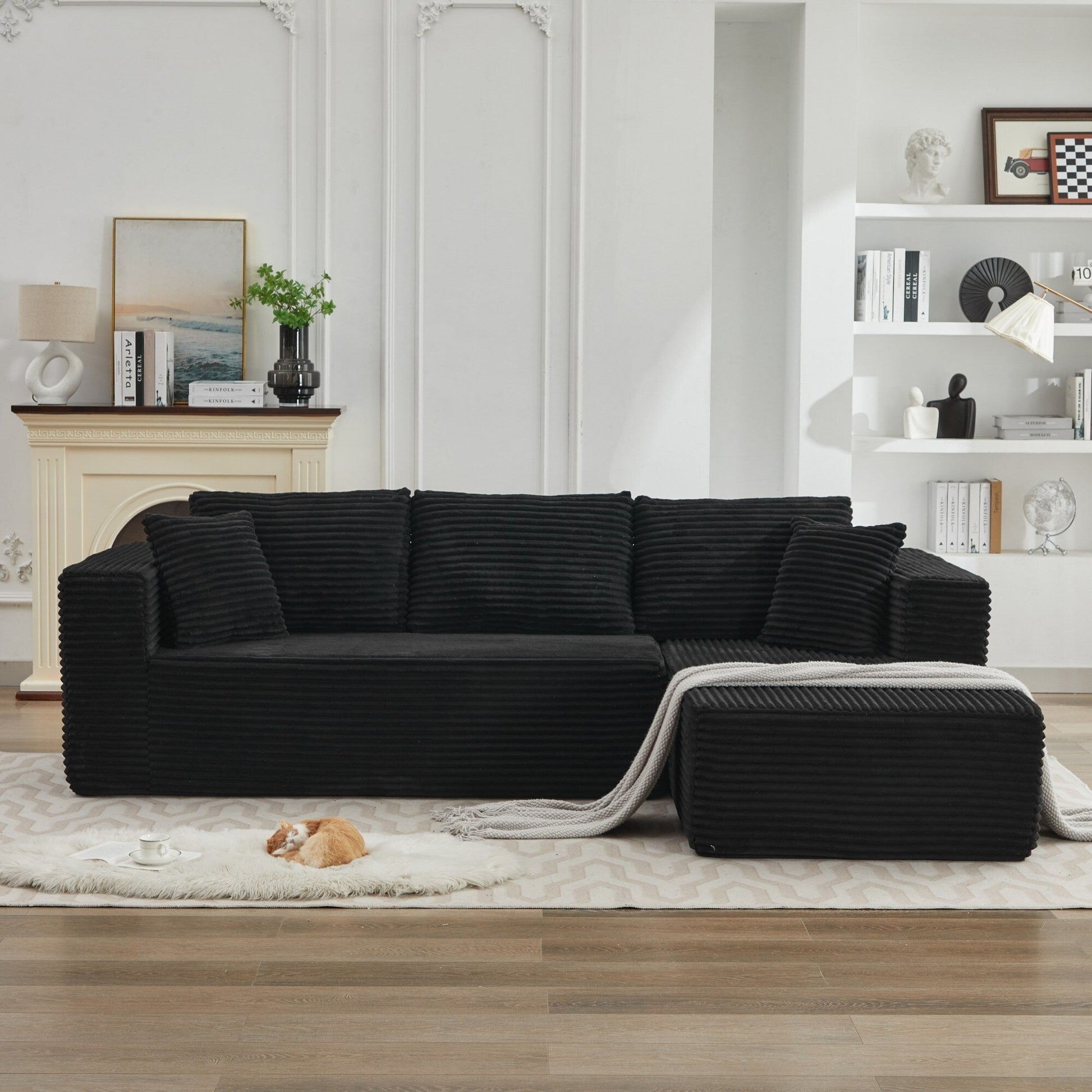 Canapé d'angle Cloud 106 en forme de L avec méridienne droite, canapé modulaire moderne à assise profonde pour salon, aucun assemblage requis.