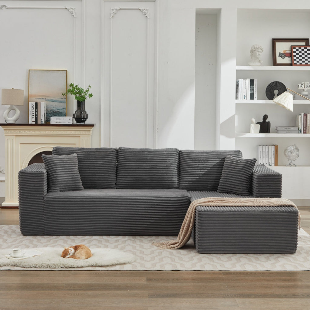 Canapé d'angle Cloud 106 en forme de L avec méridienne droite, canapé modulaire moderne à assise profonde pour salon, aucun assemblage requis.