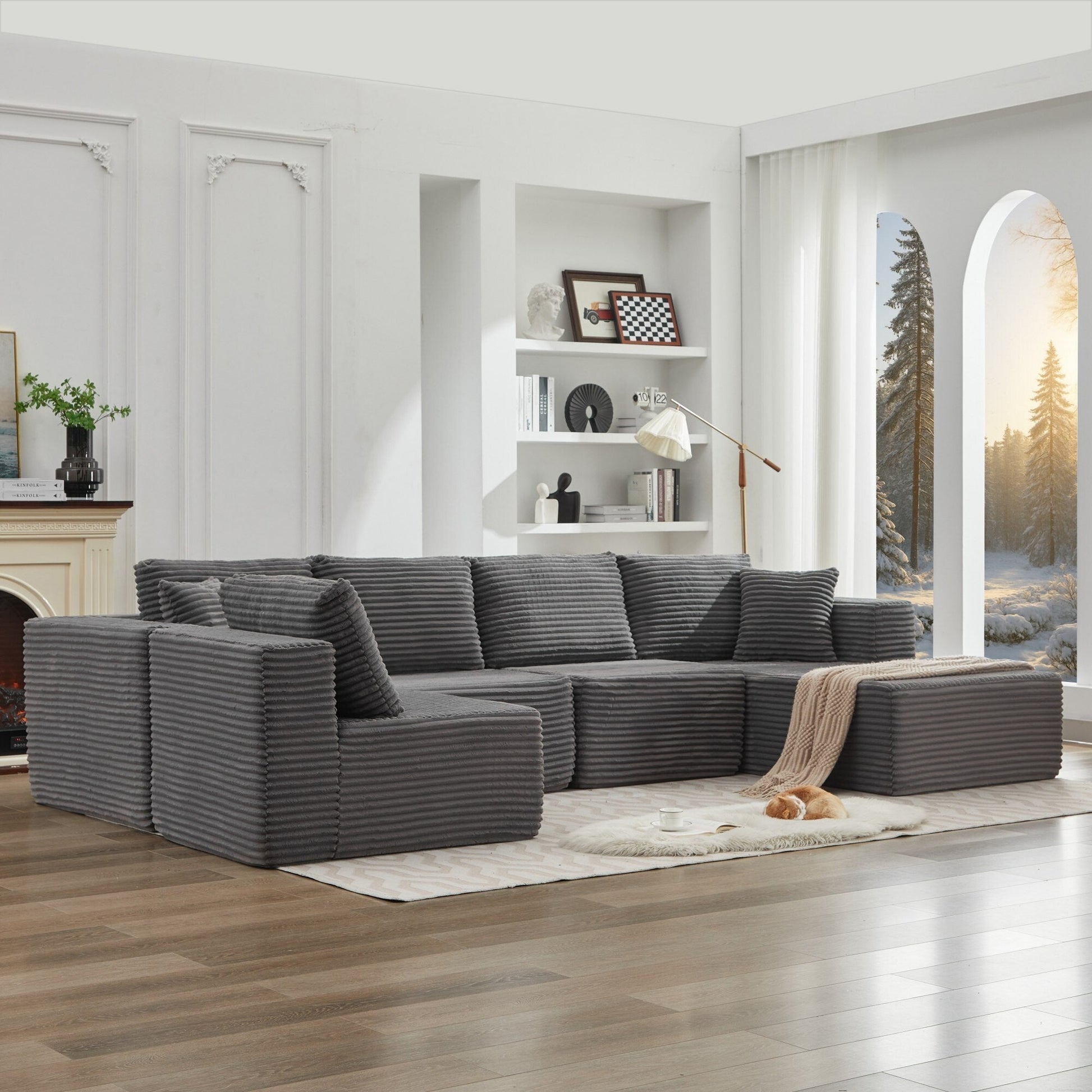 Canapé d'angle Cloud 106 en forme de L avec méridienne droite, canapé modulaire moderne à assise profonde pour salon, aucun assemblage requis.
