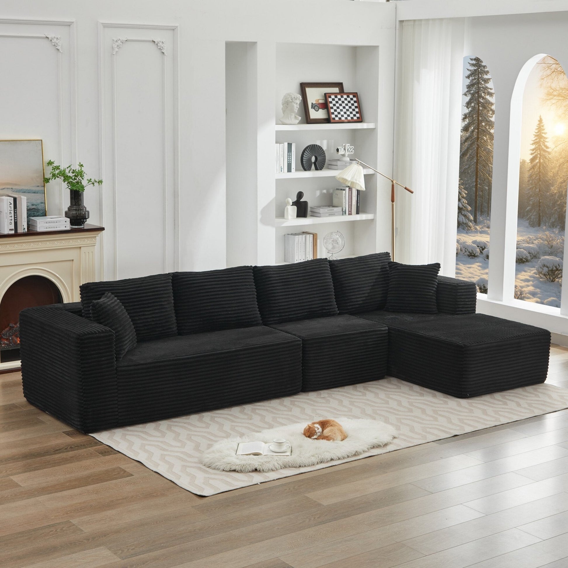 Canapé d'angle Cloud 106 en forme de L avec méridienne droite, canapé modulaire moderne à assise profonde pour salon, aucun assemblage requis.