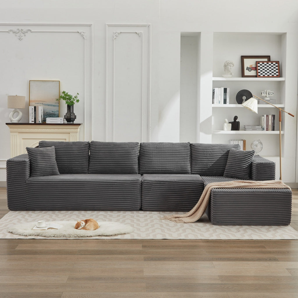 Canapé d'angle Cloud 106 en forme de L avec méridienne droite, canapé modulaire moderne à assise profonde pour salon, aucun assemblage requis.