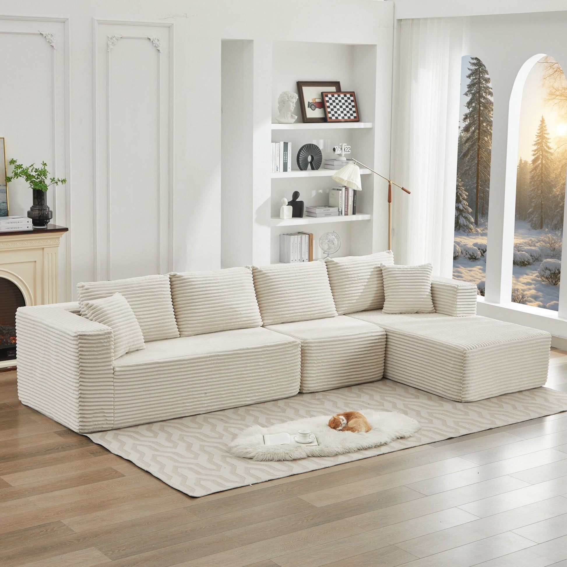 Canapé d'angle Cloud 106 en forme de L avec méridienne droite, canapé modulaire moderne à assise profonde pour salon, aucun assemblage requis.
