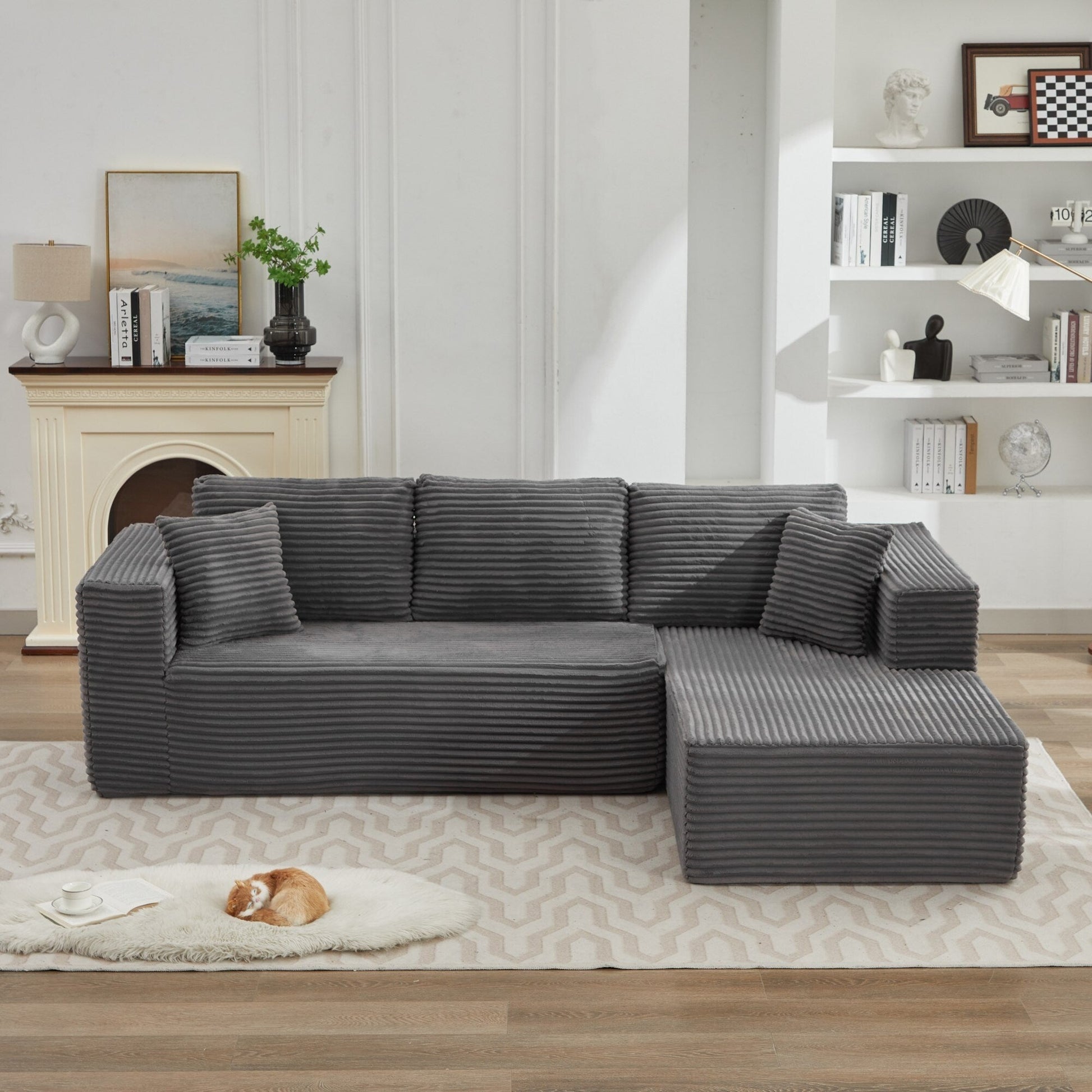 Canapé d'angle Cloud 106 en forme de L avec méridienne droite, canapé modulaire moderne à assise profonde pour salon, aucun assemblage requis.