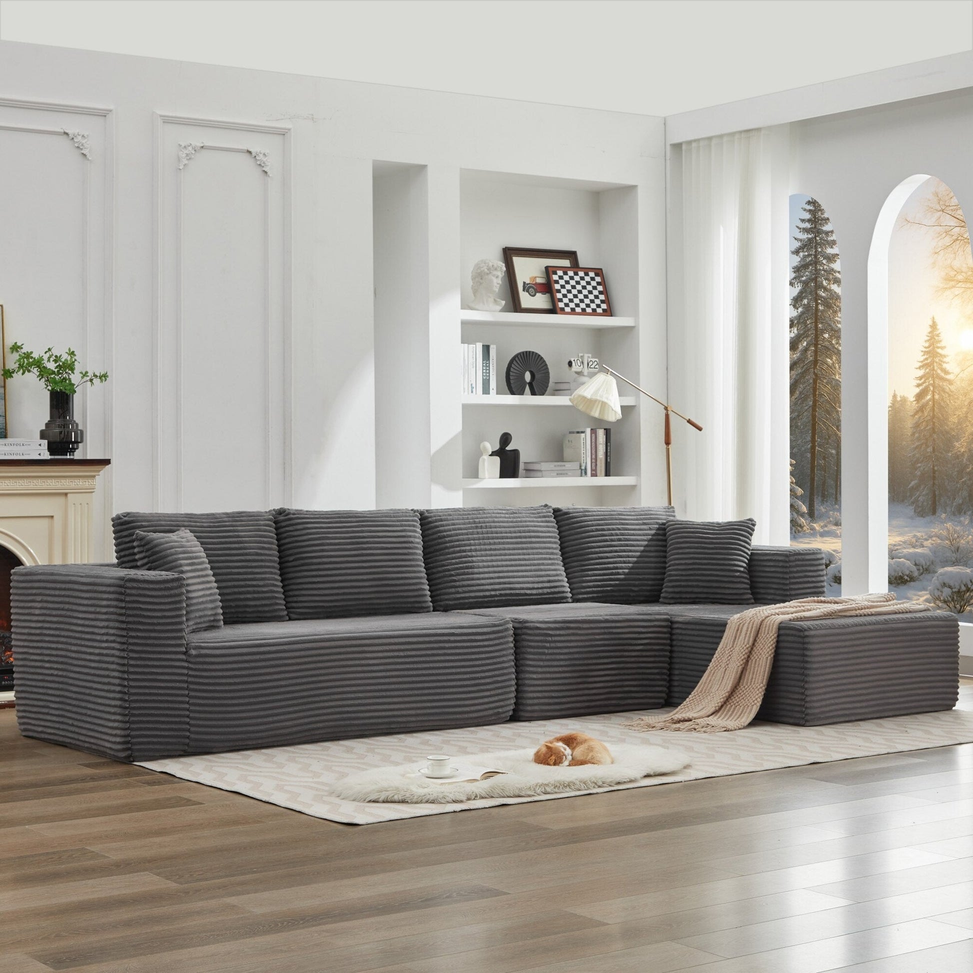 Canapé d'angle Cloud 106 en forme de L avec méridienne droite, canapé modulaire moderne à assise profonde pour salon, aucun assemblage requis.