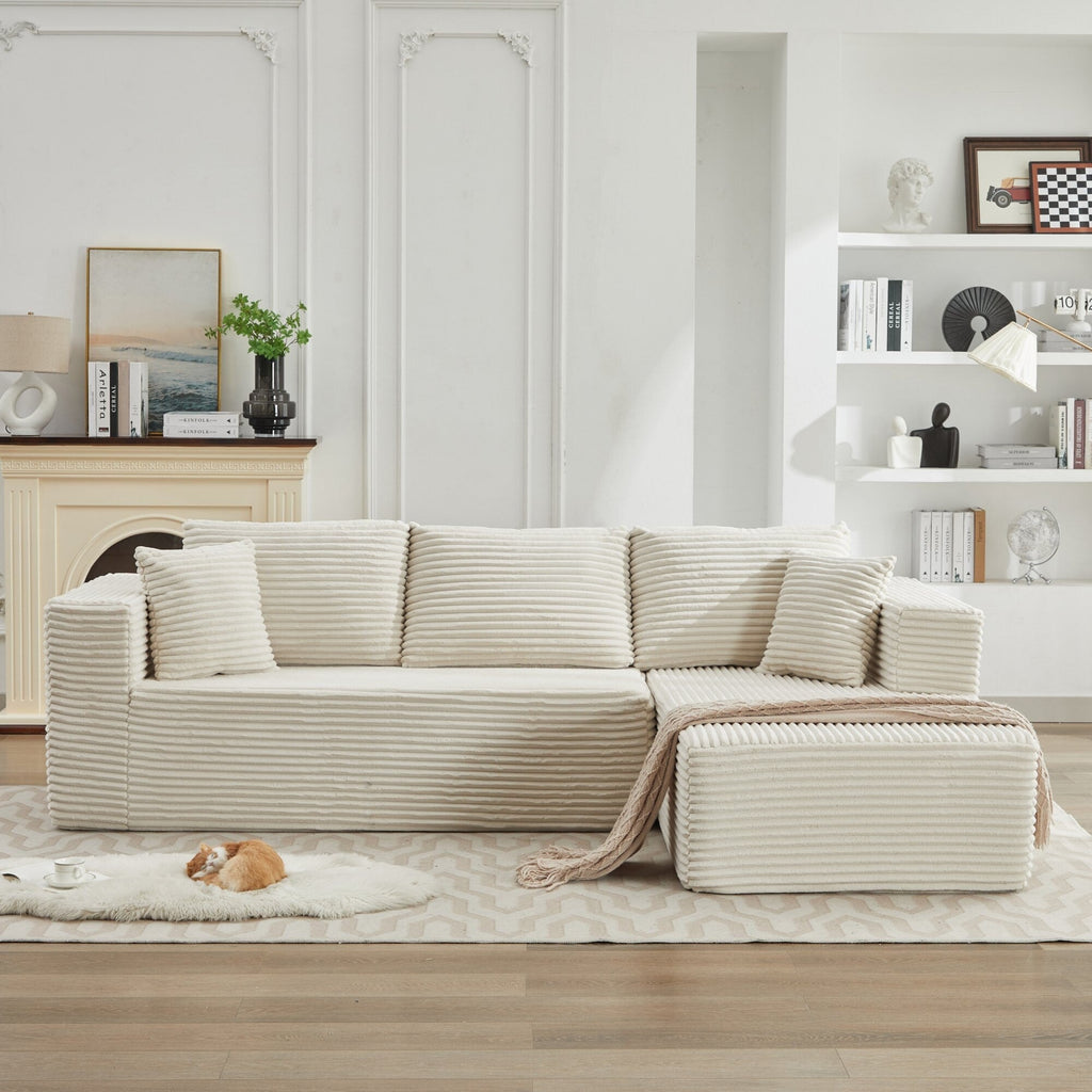 Canapé d'angle Cloud 106 en forme de L avec méridienne droite, canapé modulaire moderne à assise profonde pour salon, aucun assemblage requis.
