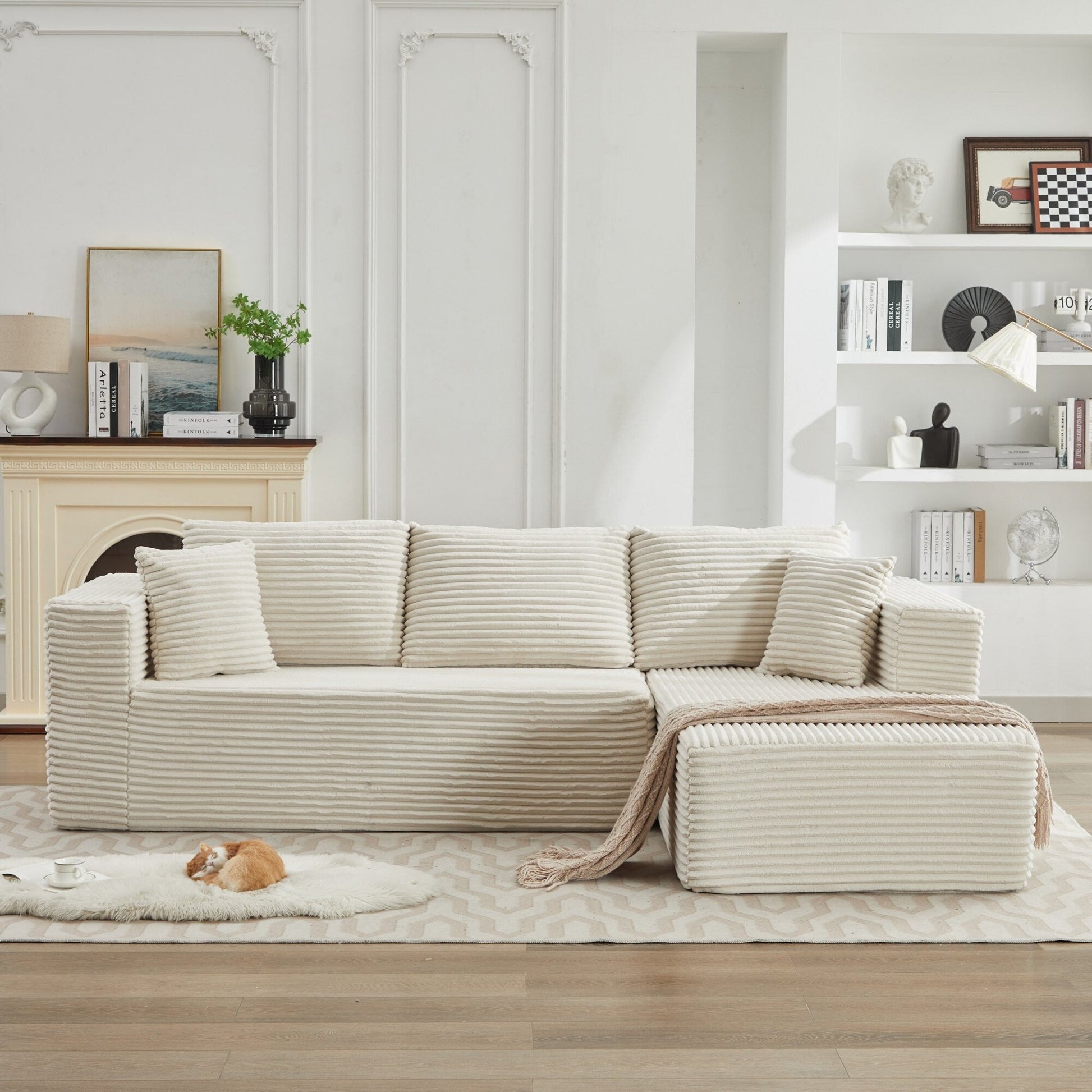 Canapé d'angle Cloud 106 en forme de L avec méridienne droite, canapé modulaire moderne à assise profonde pour salon, aucun assemblage requis.