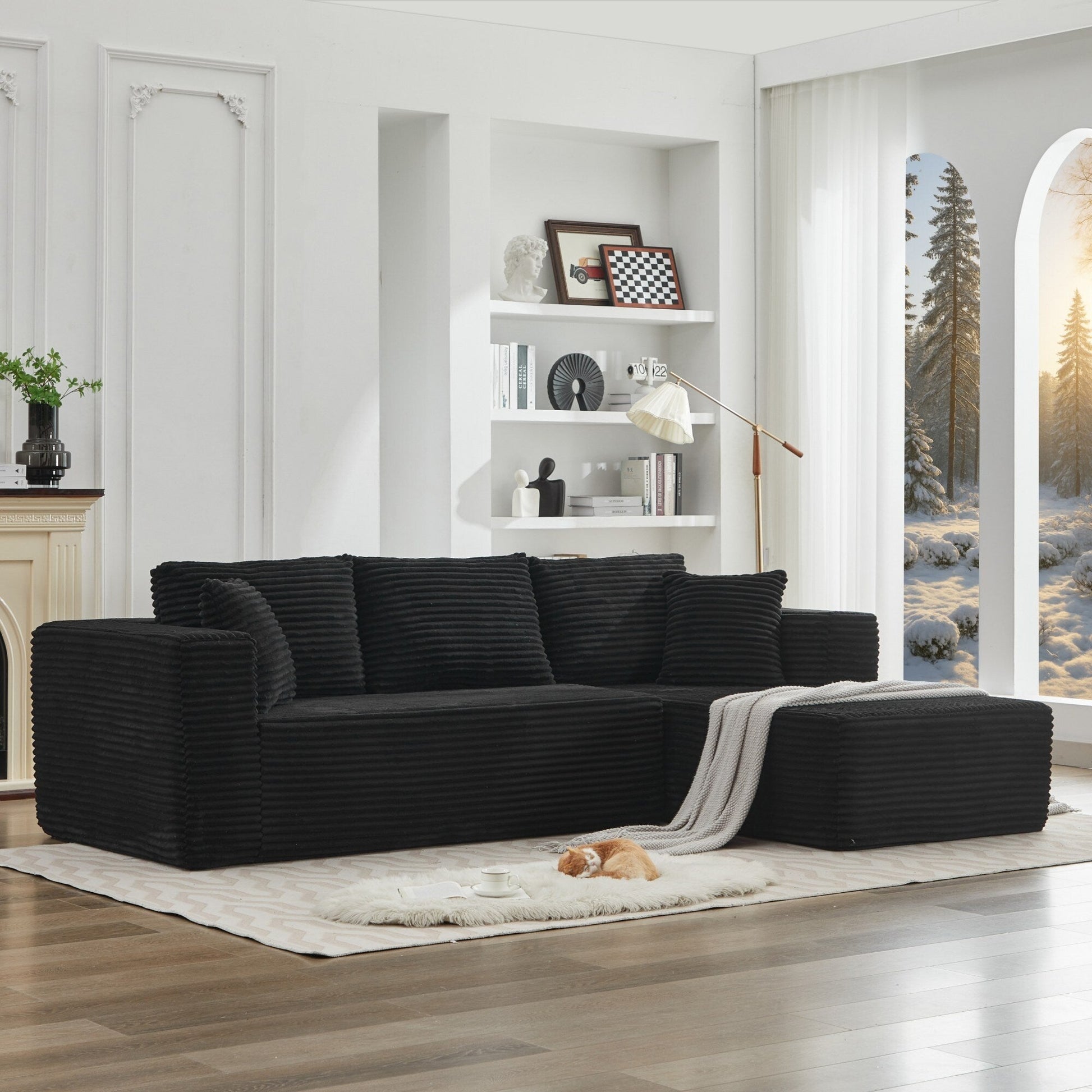 Canapé d'angle Cloud 106 en forme de L avec méridienne droite, canapé modulaire moderne à assise profonde pour salon, aucun assemblage requis.
