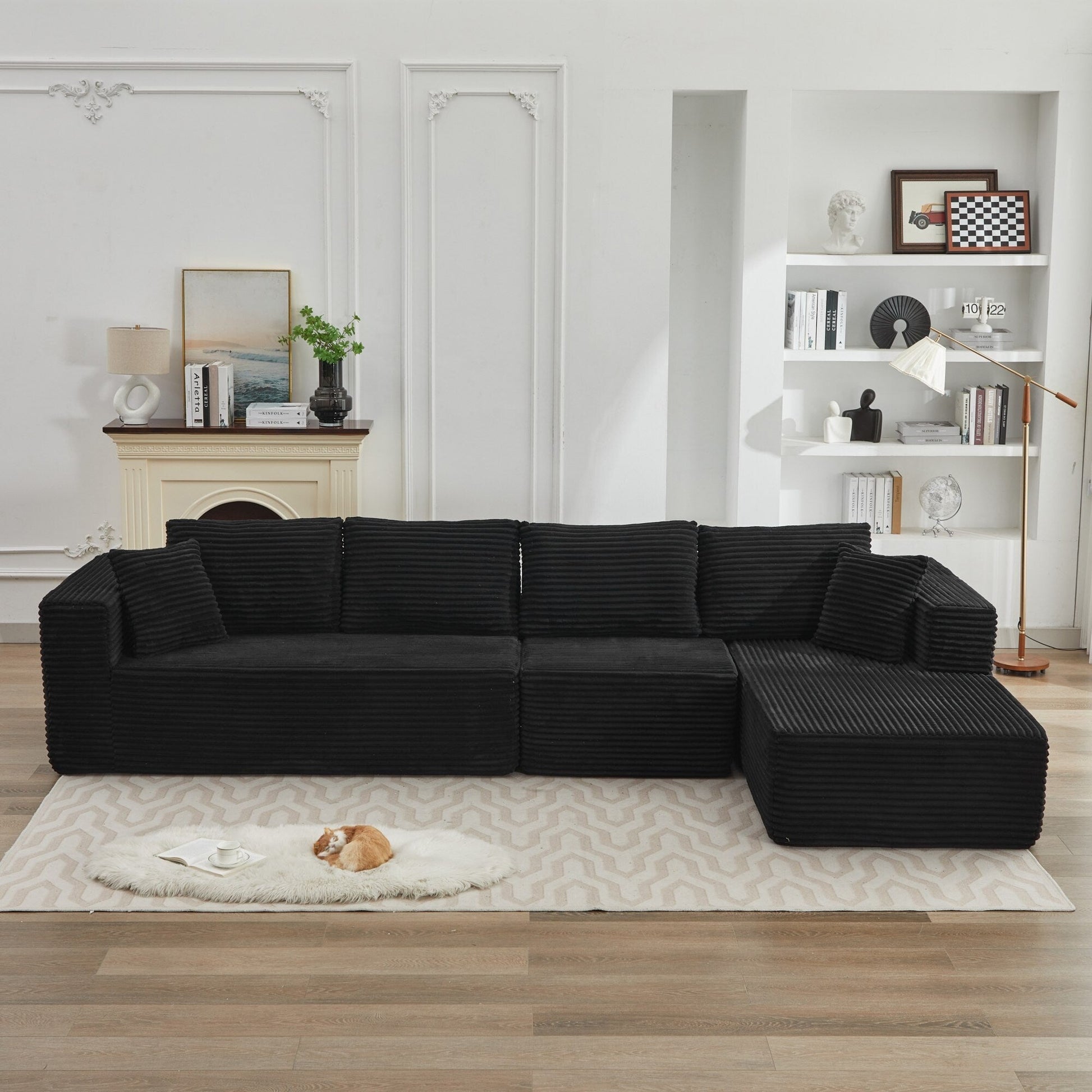 Canapé d'angle Cloud 106 en forme de L avec méridienne droite, canapé modulaire moderne à assise profonde pour salon, aucun assemblage requis.