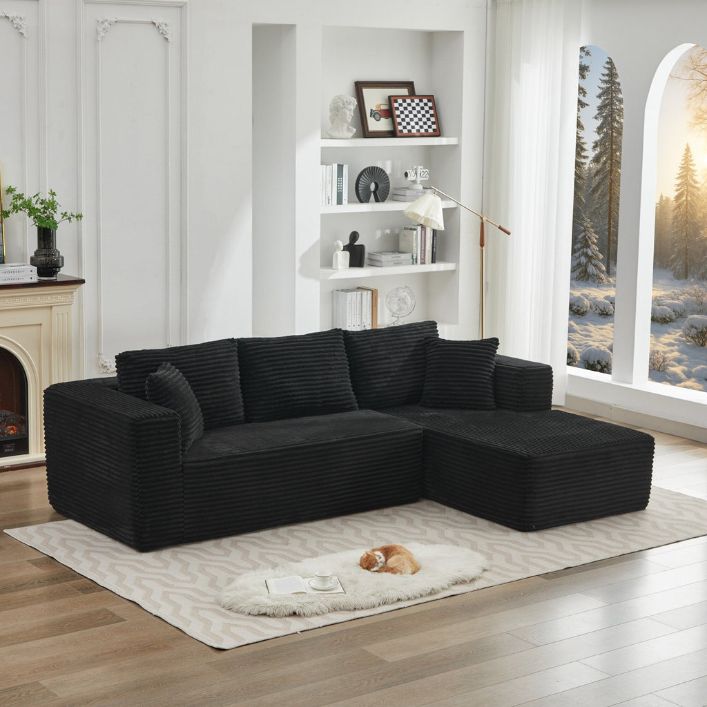 Canapé d'angle Cloud 106 en forme de L avec méridienne droite, canapé modulaire moderne à assise profonde pour salon, aucun assemblage requis.