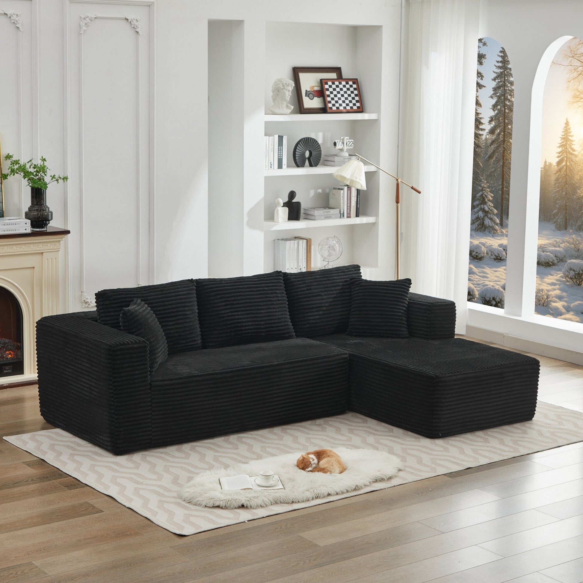Canapé d'angle Cloud 106 en forme de L avec méridienne droite, canapé modulaire moderne à assise profonde pour salon, aucun assemblage requis.
