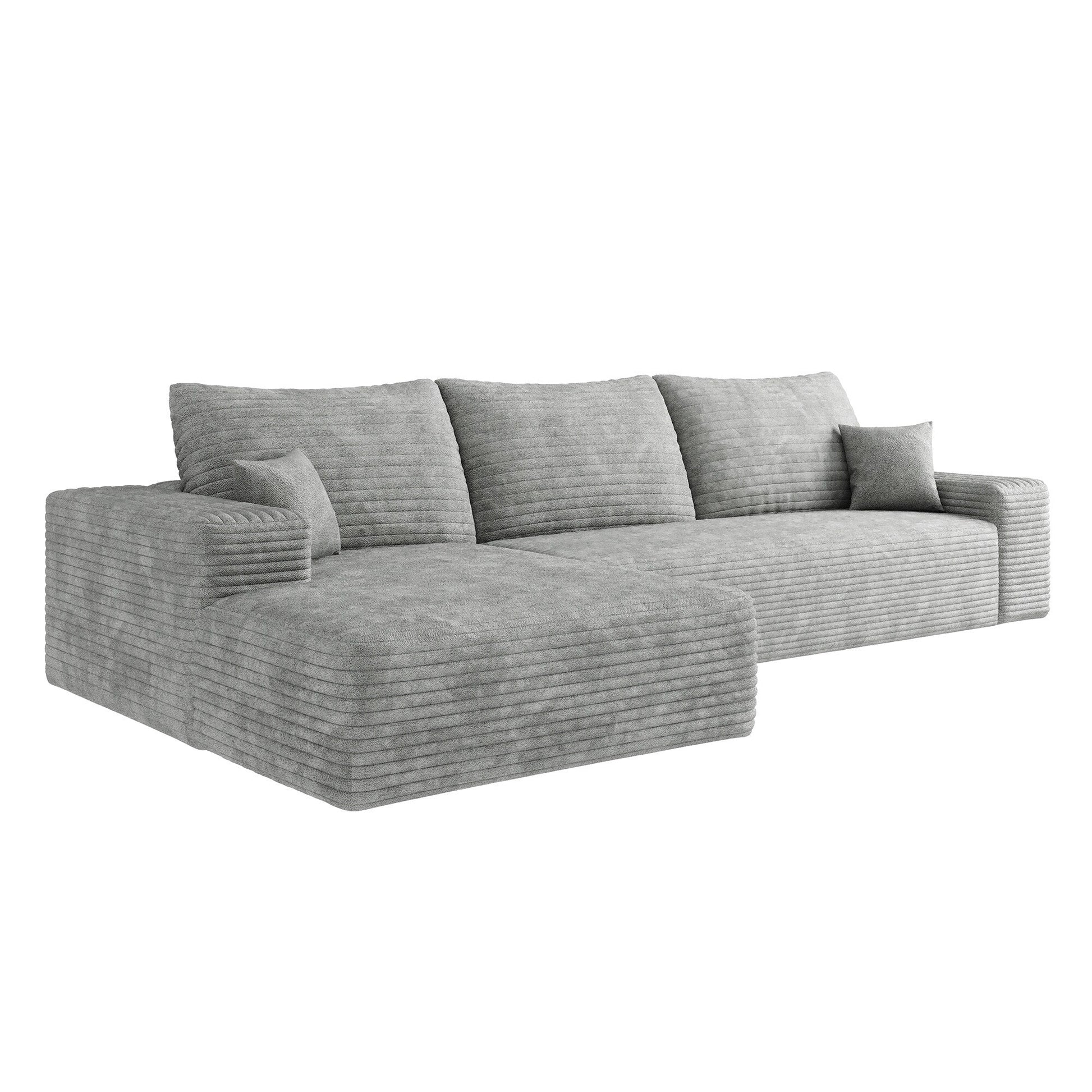 107-Inch Modular Corduroy Sectional Sofa with Chaise and Deep Seating for Living Room Bedroom