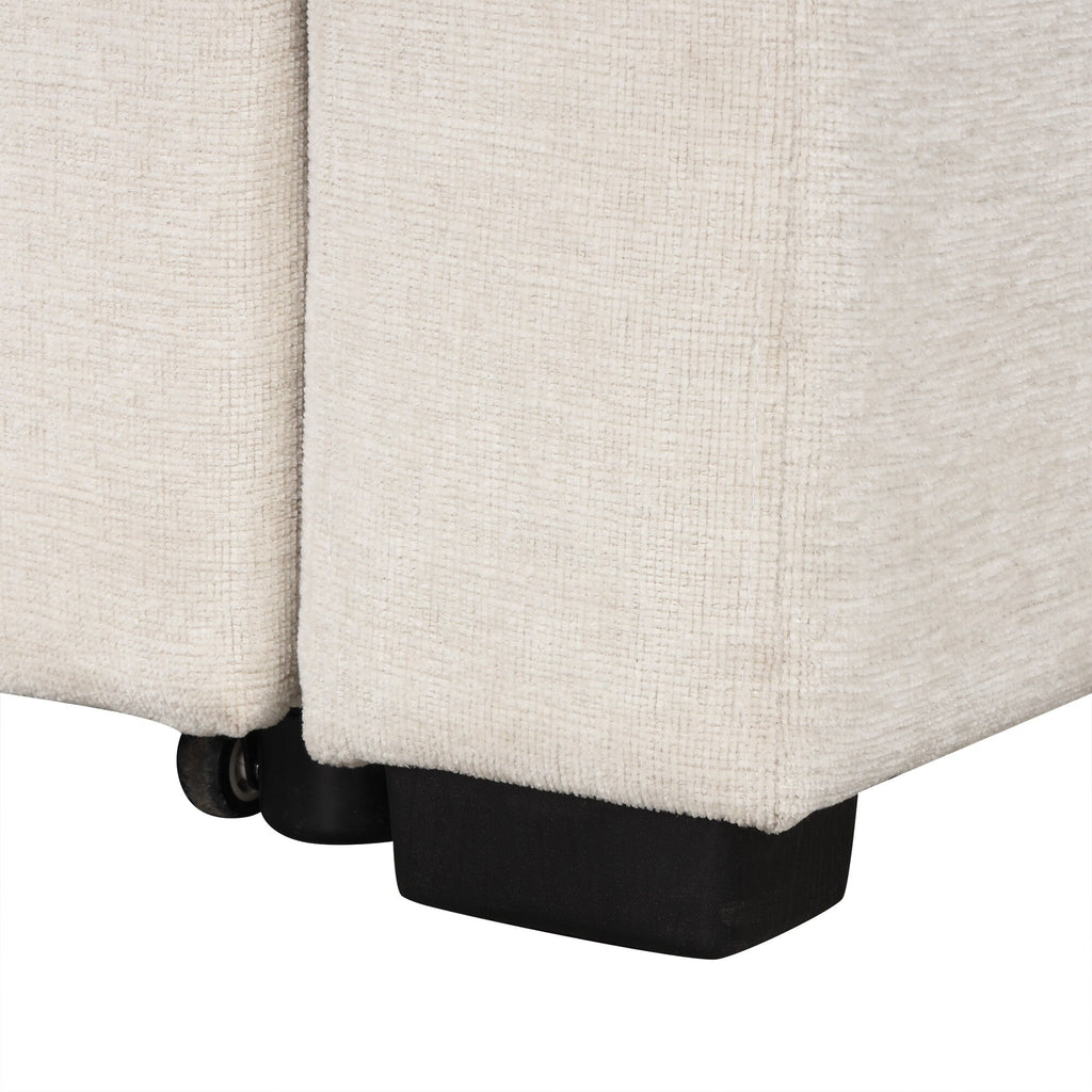 Canapé d'angle modulable en U de 274 cm avec lit escamotable, ports USB et porte-gobelets doubles pour le salon.