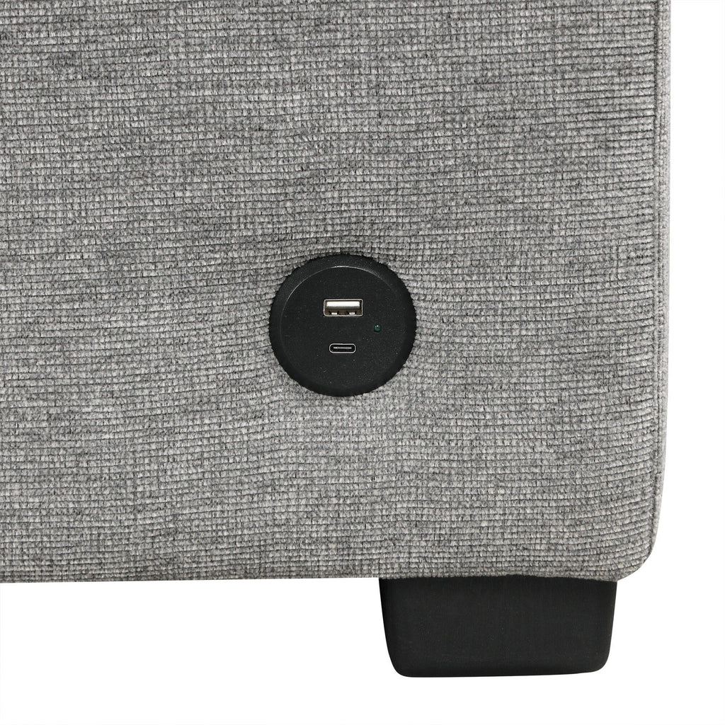 Canapé d'angle modulable en U de 274 cm avec lit escamotable, ports USB et porte-gobelets doubles pour le salon.