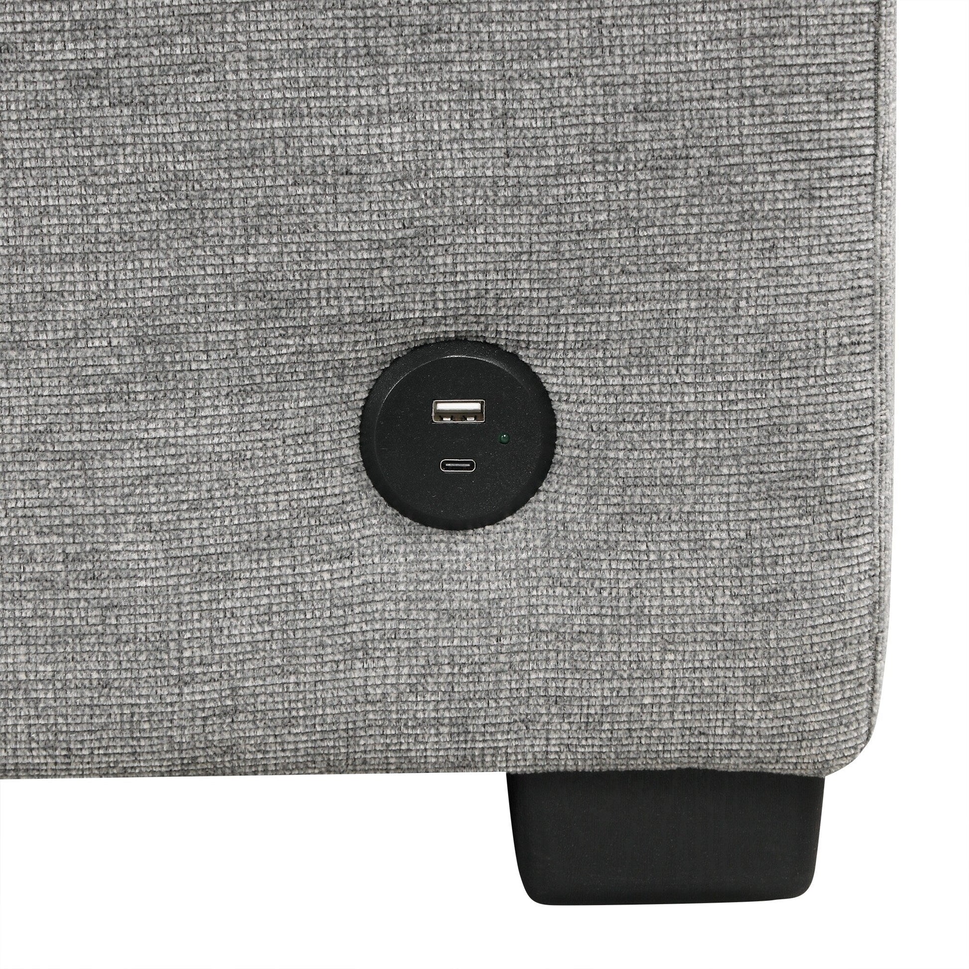 Canapé d'angle modulable en U de 274 cm avec lit escamotable, ports USB et porte-gobelets doubles pour le salon.