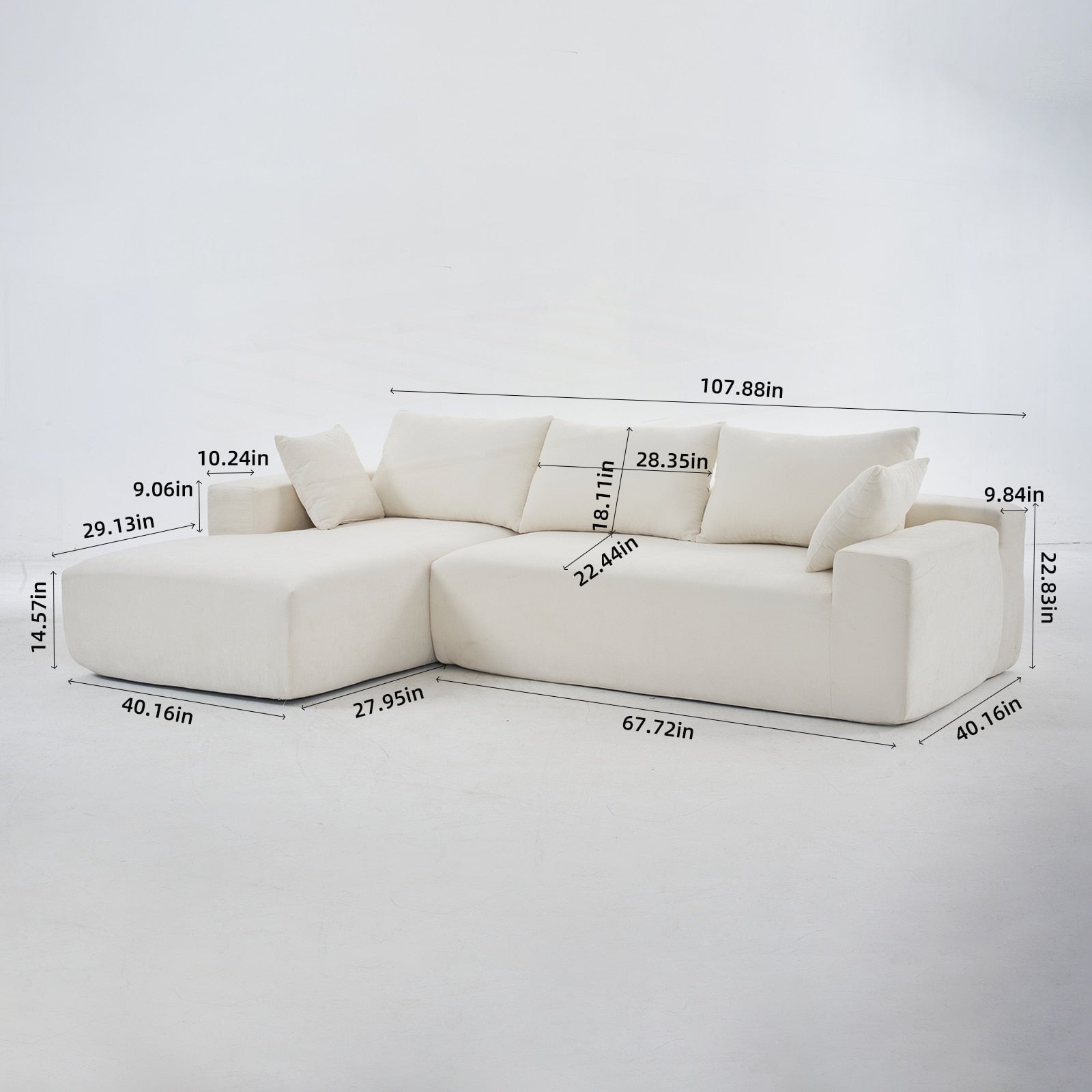 Canapé modulaire extra-profond de 274 x 173 cm (108 x 68 pouces)