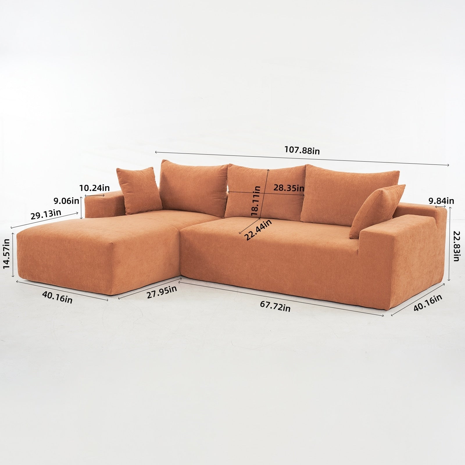 Canapé modulaire extra-profond de 274 x 173 cm (108 x 68 pouces)
