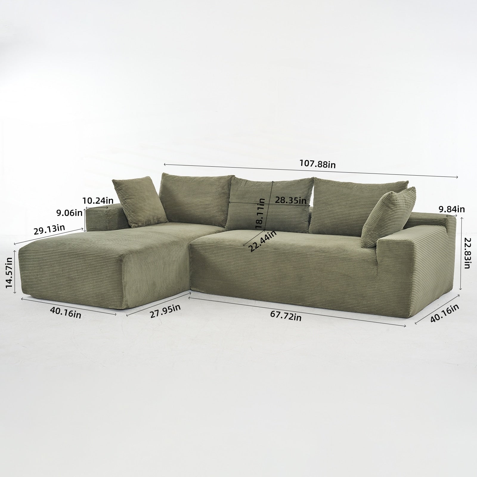 Canapé modulaire extra-profond de 274 x 173 cm (108 x 68 pouces)