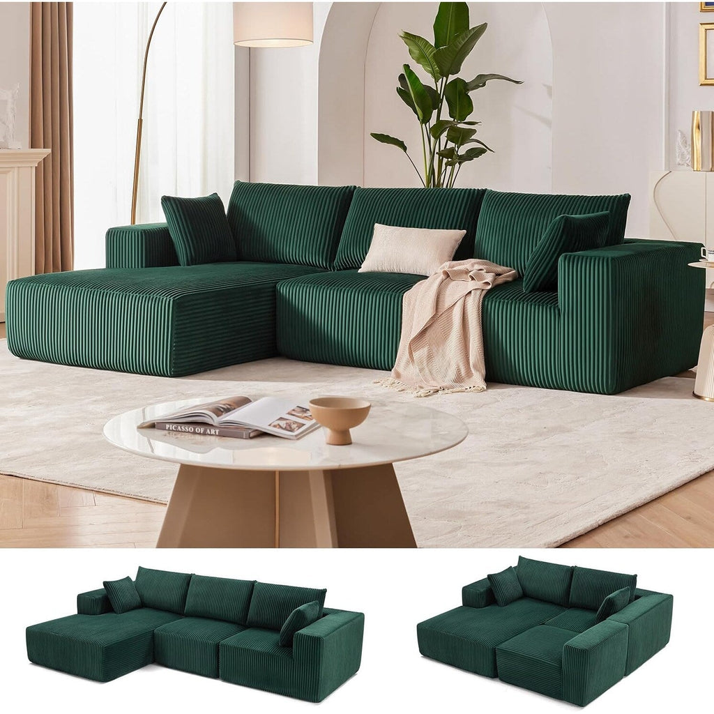 Canapé d'angle modulaire Cloud 108 - Canapé profond en forme de L avec méridienne, canapé de salon et de chambre à coucher recouvert de tissu.