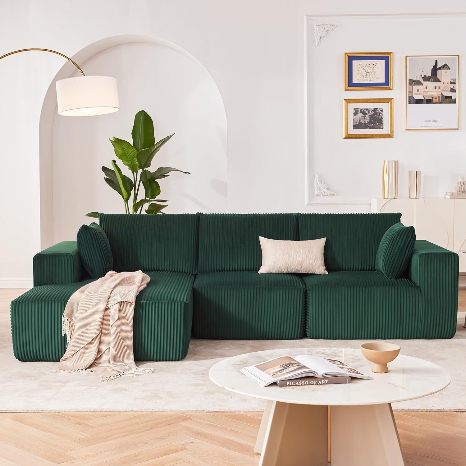 Canapé d'angle modulaire Cloud 108 - Canapé profond en forme de L avec méridienne, canapé de salon et de chambre à coucher recouvert de tissu.