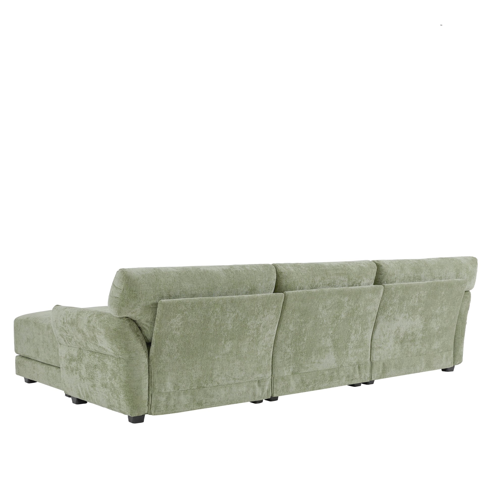 110 Inch L-Shaped Chenille Sectional Sofa with USB and Type-C Charging, Petal Armrests, Movable Ottoman for Living Room