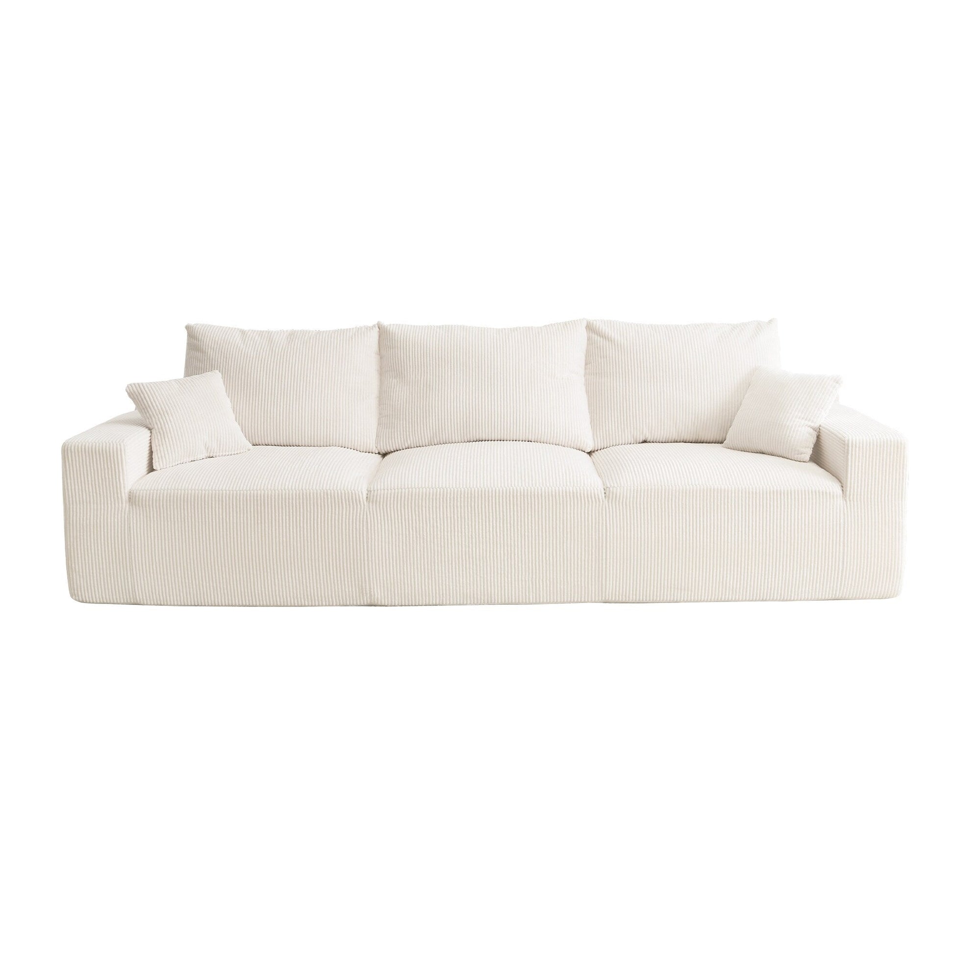 110 Corduroy 4-Seater Sofa,Slow-Recovery Foam (72hr Expansion, No Assembly Required)