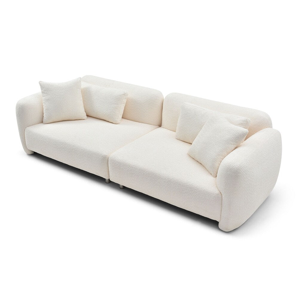 Canapé 3 places en velours de style milieu de siècle avec 4 coussins (modèle 110)