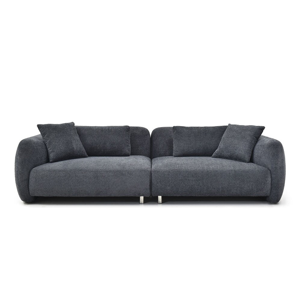 Canapé 3 places en velours de style milieu de siècle avec 4 coussins (modèle 110)