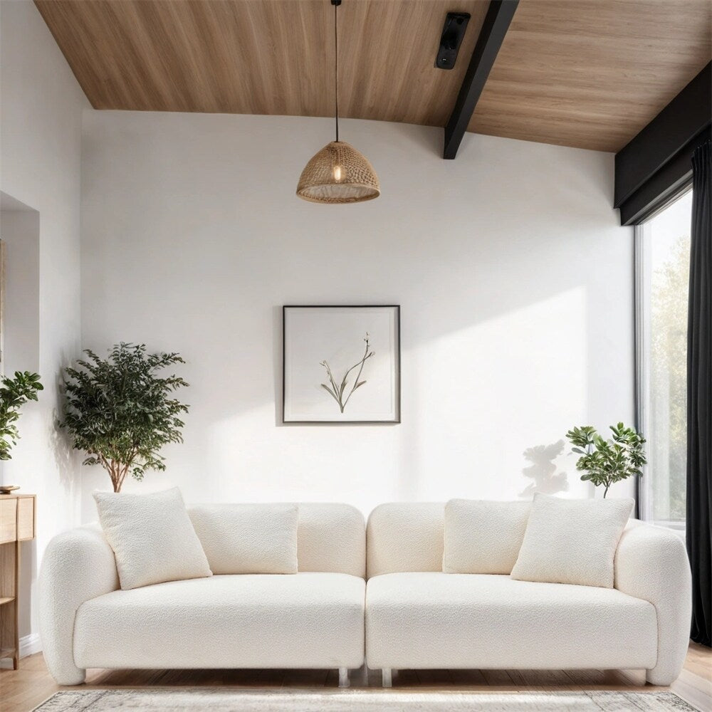 Canapé 3 places en velours de style milieu de siècle avec 4 coussins (modèle 110)
