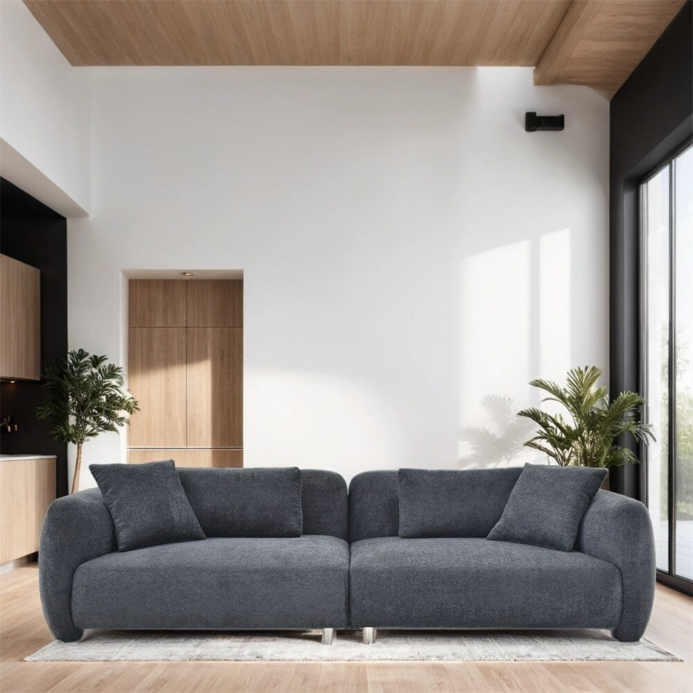 Canapé 3 places en velours de style milieu de siècle avec 4 coussins (modèle 110)