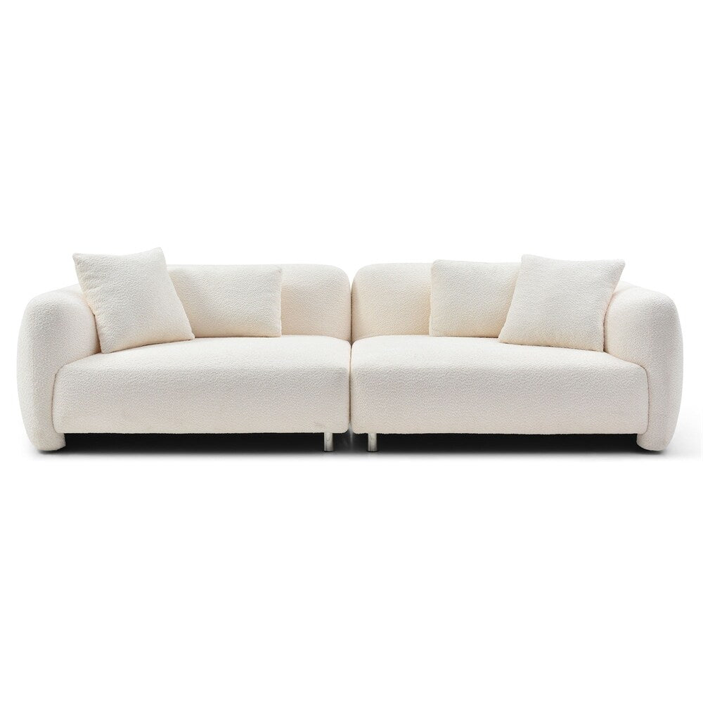 Canapé 3 places en velours de style milieu de siècle avec 4 coussins (modèle 110)