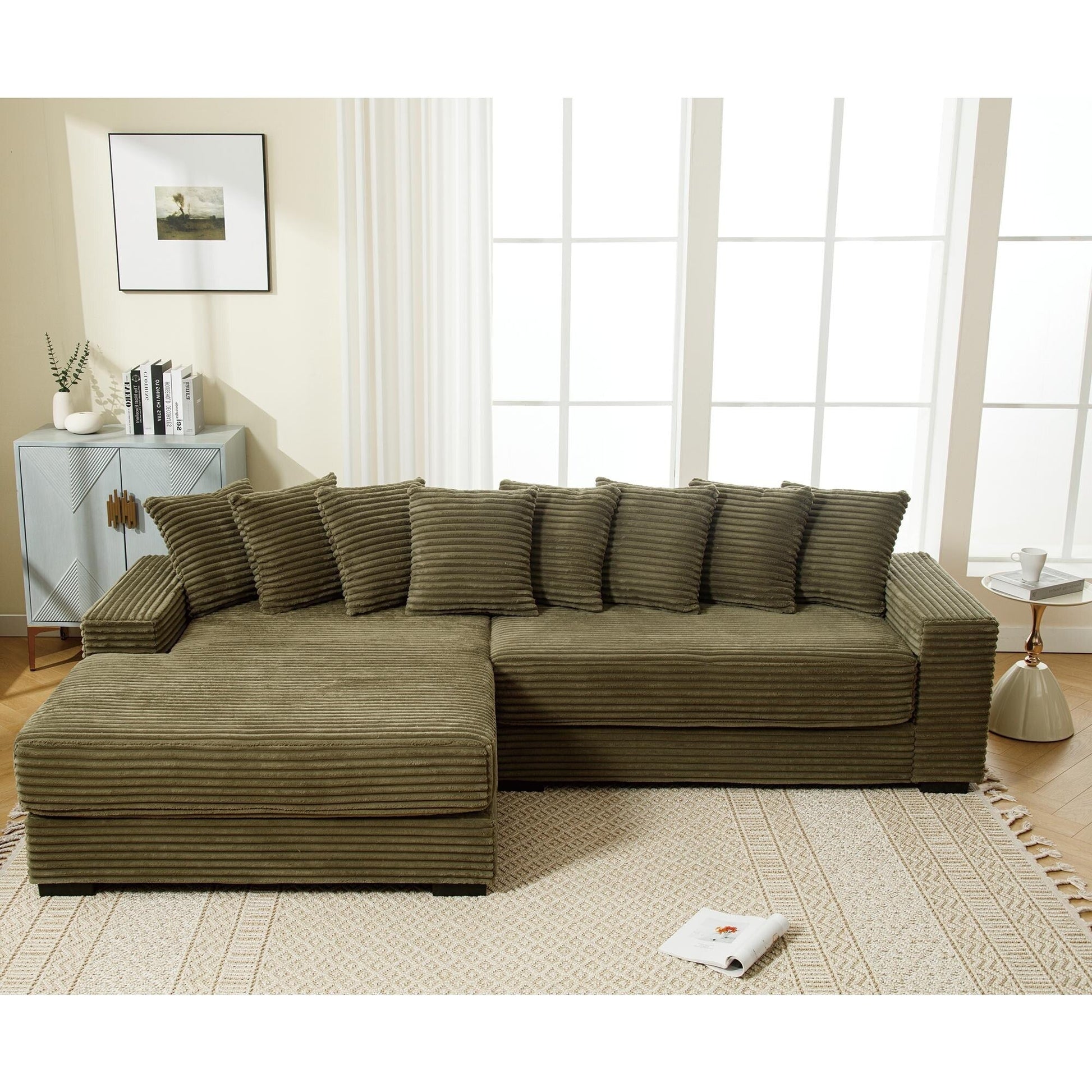 Canapé en flanelle verte 111.4, choix d'abri élégant - compagnon idéal pour le salon, la chambre à coucher, le bureau.