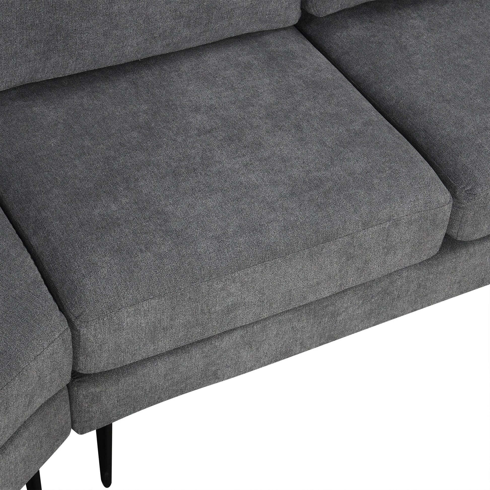111 3 Seater Sofa Couch, Chenille Curved Sofa Couch with 2 Printed Pillows Modern Upholstered Sofa for Living Room